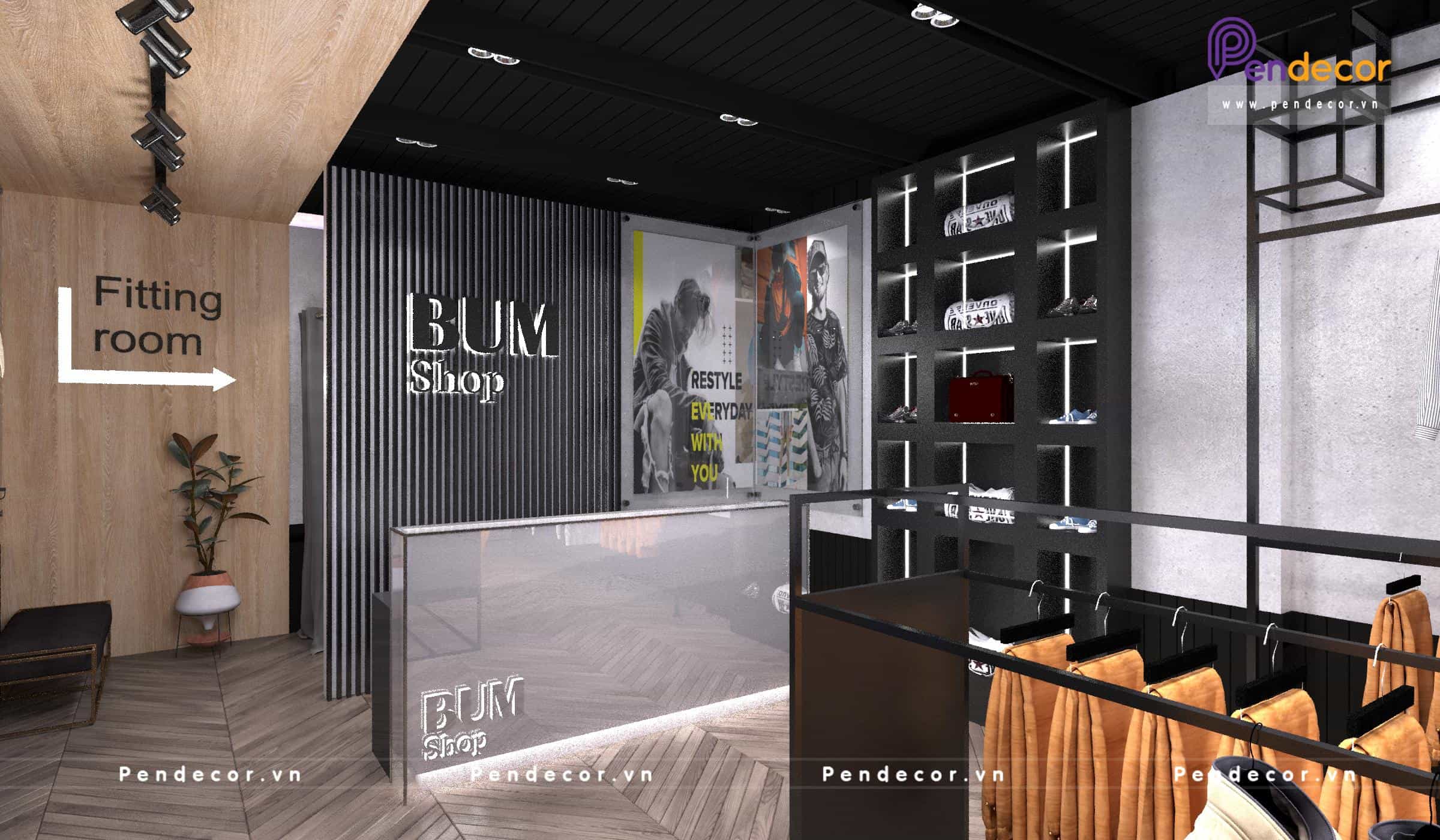 Thiết Kế Shop Thời trang Nam Bum