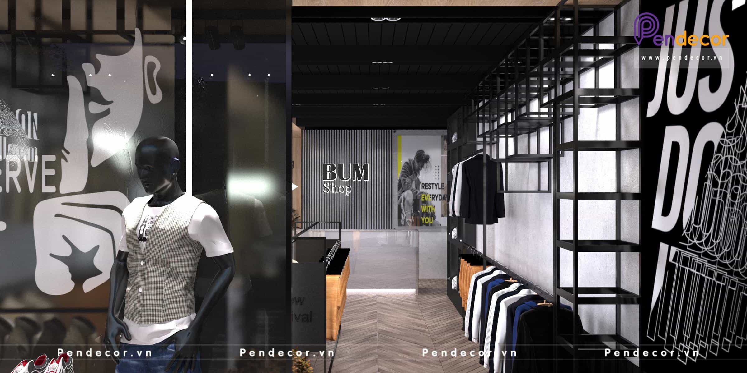 Thiết Kế Shop Thời trang Nam Bum