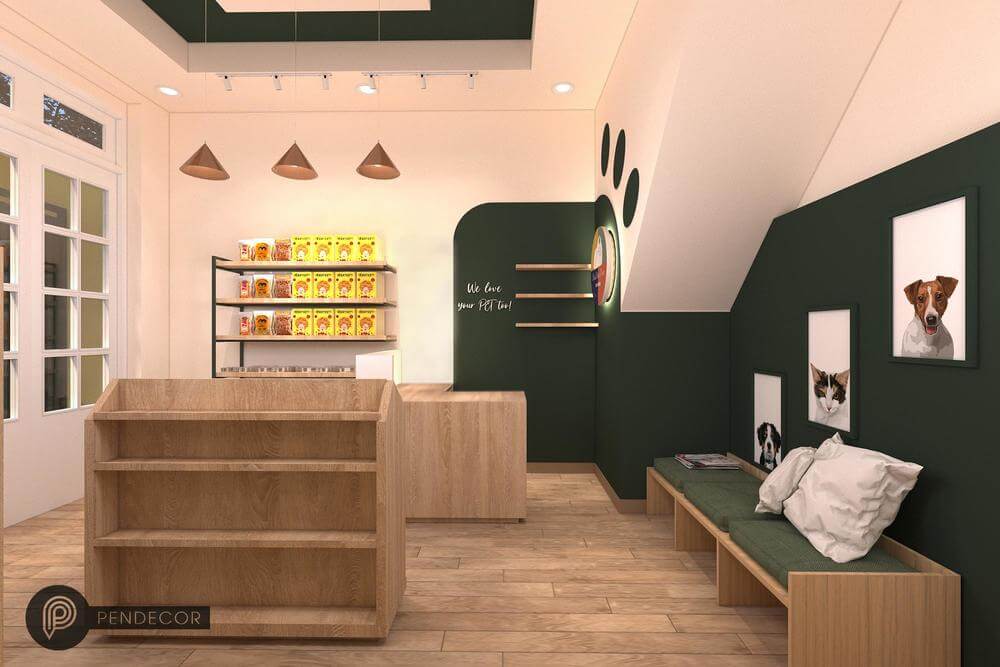 Không gian rộng thoáng là yếu tố cần có của pet shop