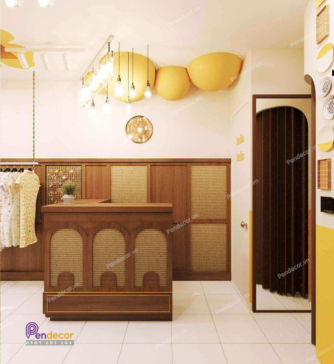 Tường không trát, để nguyên bản trong một shop vintage