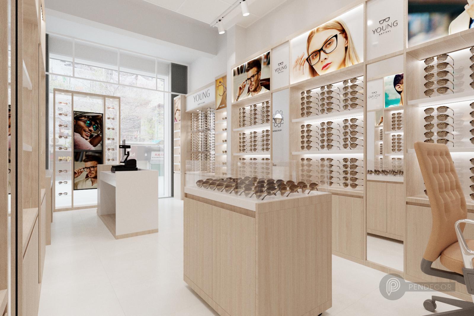 Thiết kế shop mắt kính Young Optical: Shop mắt kính Young Optical, một thương hiệu hàng đầu đã cho ra mắt thiết kế mới tại các cửa hàng trên toàn quốc, với không gian mang phong cách hiện đại và trẻ trung để khách hàng có thể trải nghiệm thực sự khi đến thăm. Sản phẩm mới với chất liệu nhẹ, thoải mái đem lại cảm giác tuyệt vời khi đeo.