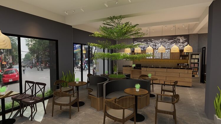 Màu sắc rất được chú trọng trong những quán cafe phong cách hiện đại