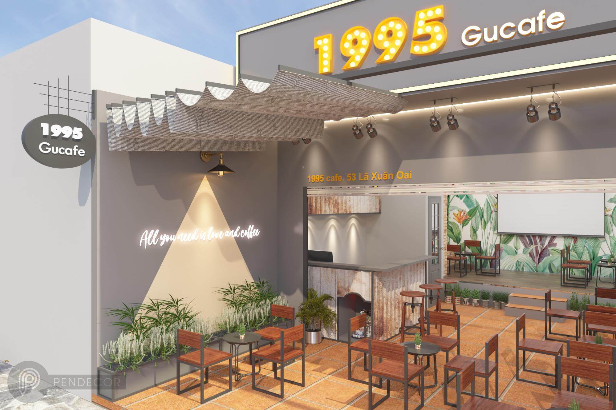 Thiết kế tiệm cafe 1995 Gucafe