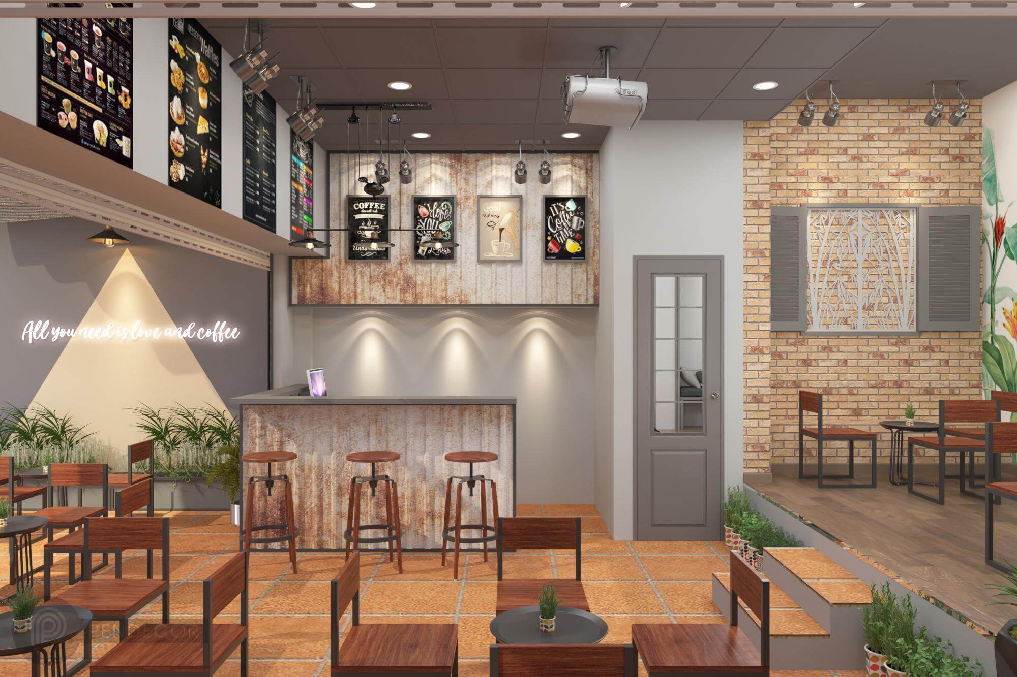 Thiết kế tiệm cafe 1995 Gucafe