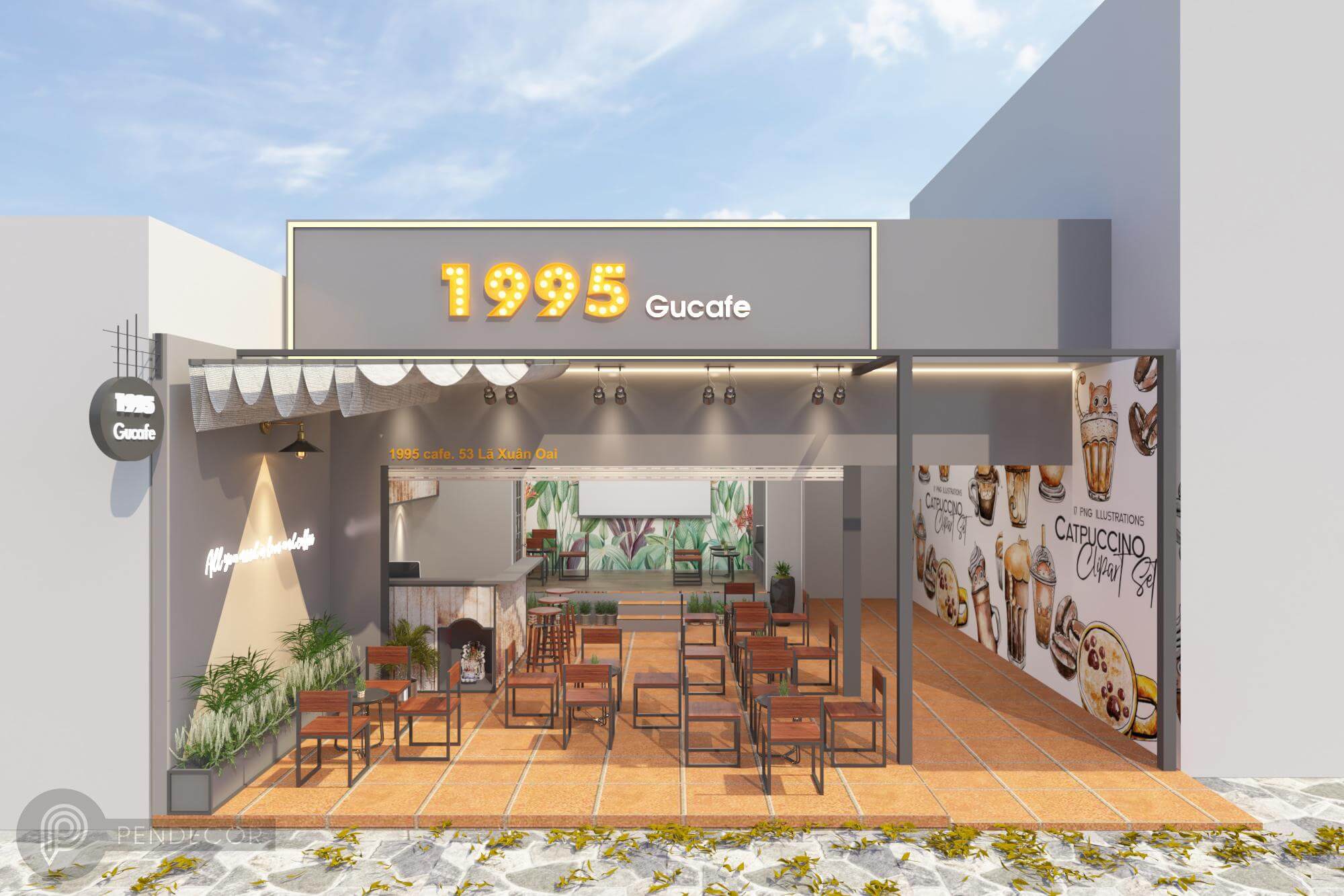 Thiết kế tiệm cafe 1995 Gucafe