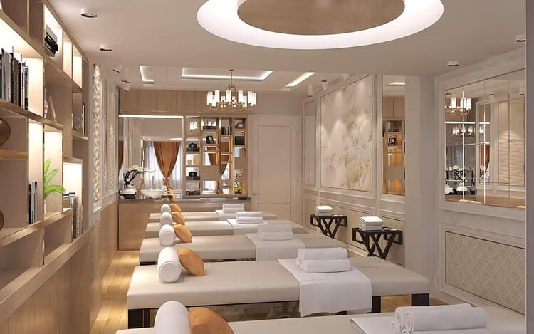 Hệ thống đèn chiếu sáng sẽ giúp không gian spa ấn tượng hơn