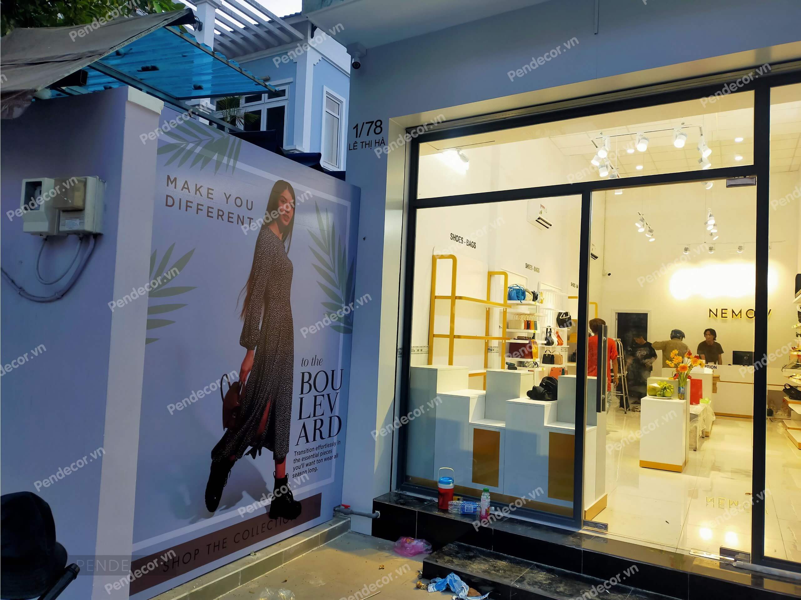 Thi Công Thực Tế Shop Túi Xách Giày Dép Nemow