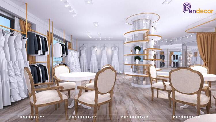 Thiết kế showroom áo cưới thích hợp với phong cách nhẹ nhàng