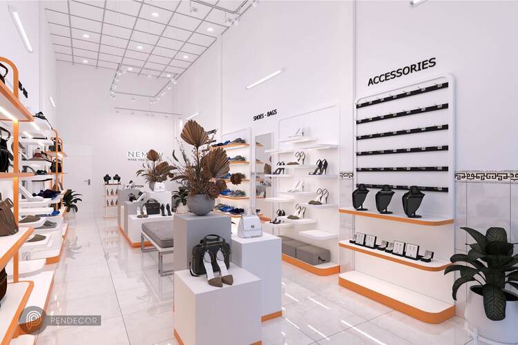 thiết kế cửa hàng giày dép Pendecor