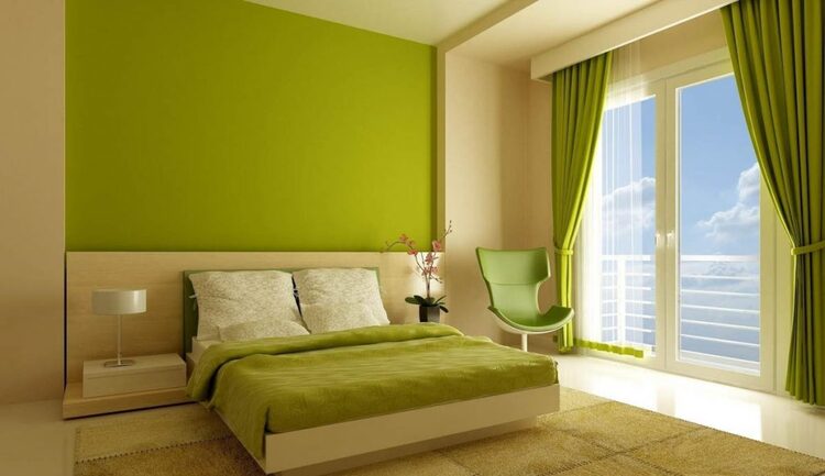 Phòng ngủ màu xanh lá