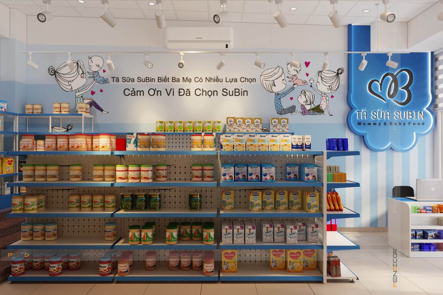 Thiết Kế Shop Tã Sữa Trẻ Em Subin