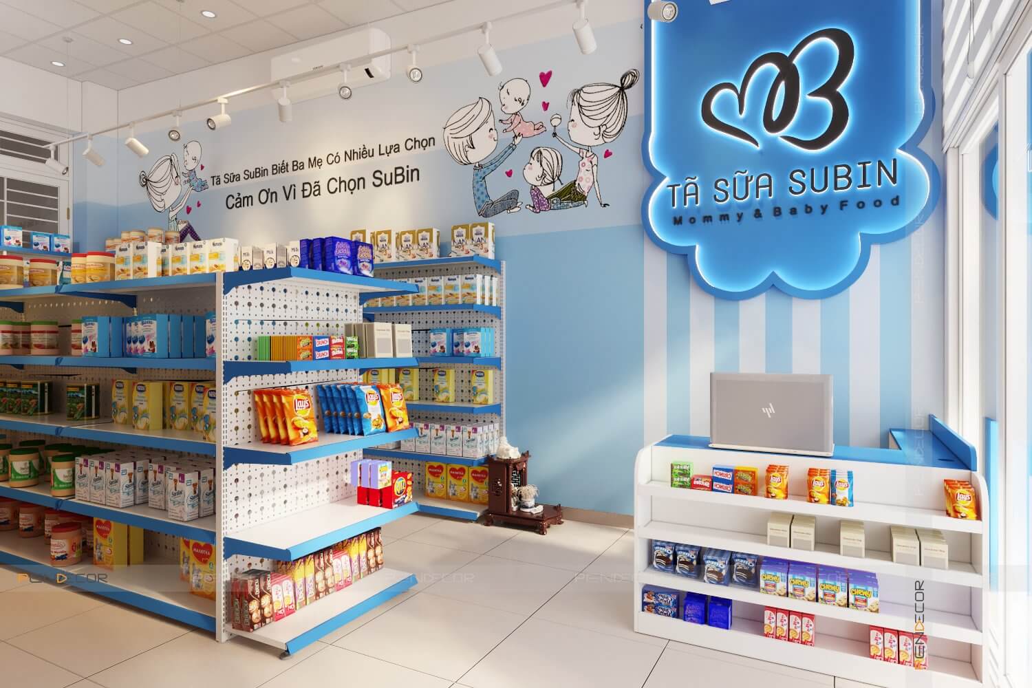 Thiết Kế Shop Tã Sữa Trẻ Em Subin