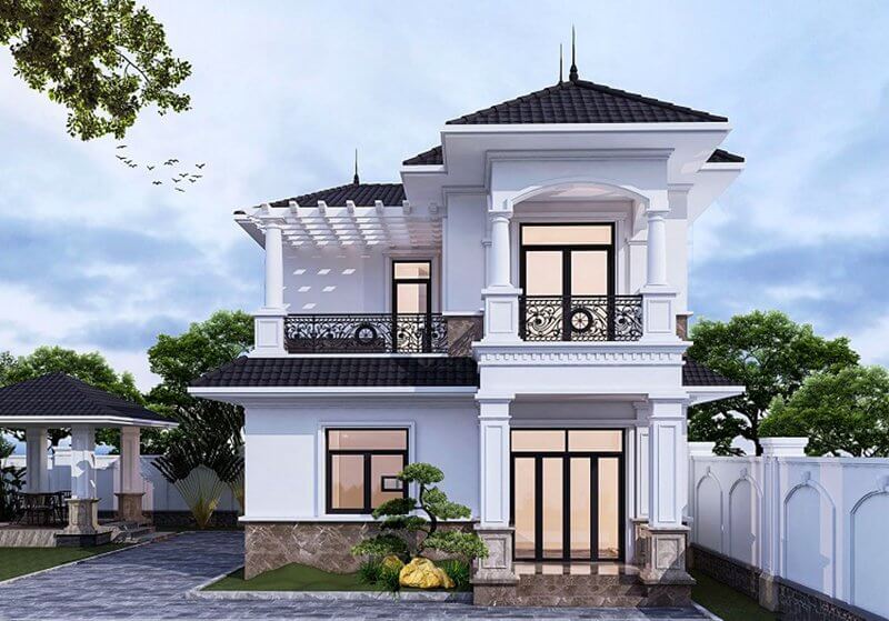 10+ mẫu thiết kế mặt tiền nhà 2 tầng mái Thái ấn tượng, hợp thời