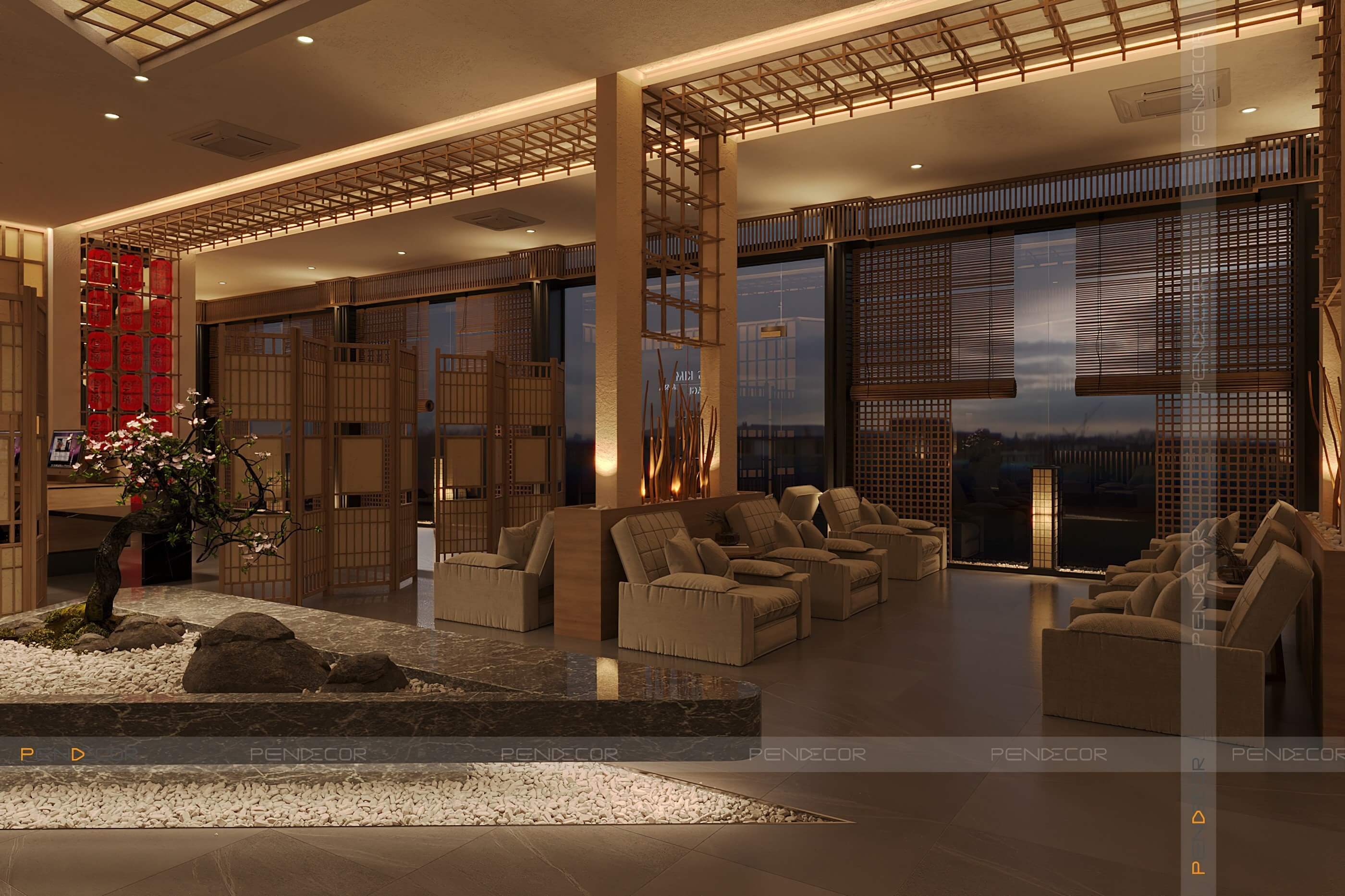 Thiết Kế Spa Hoàng Kim (Sảnh + Khu Phụ)