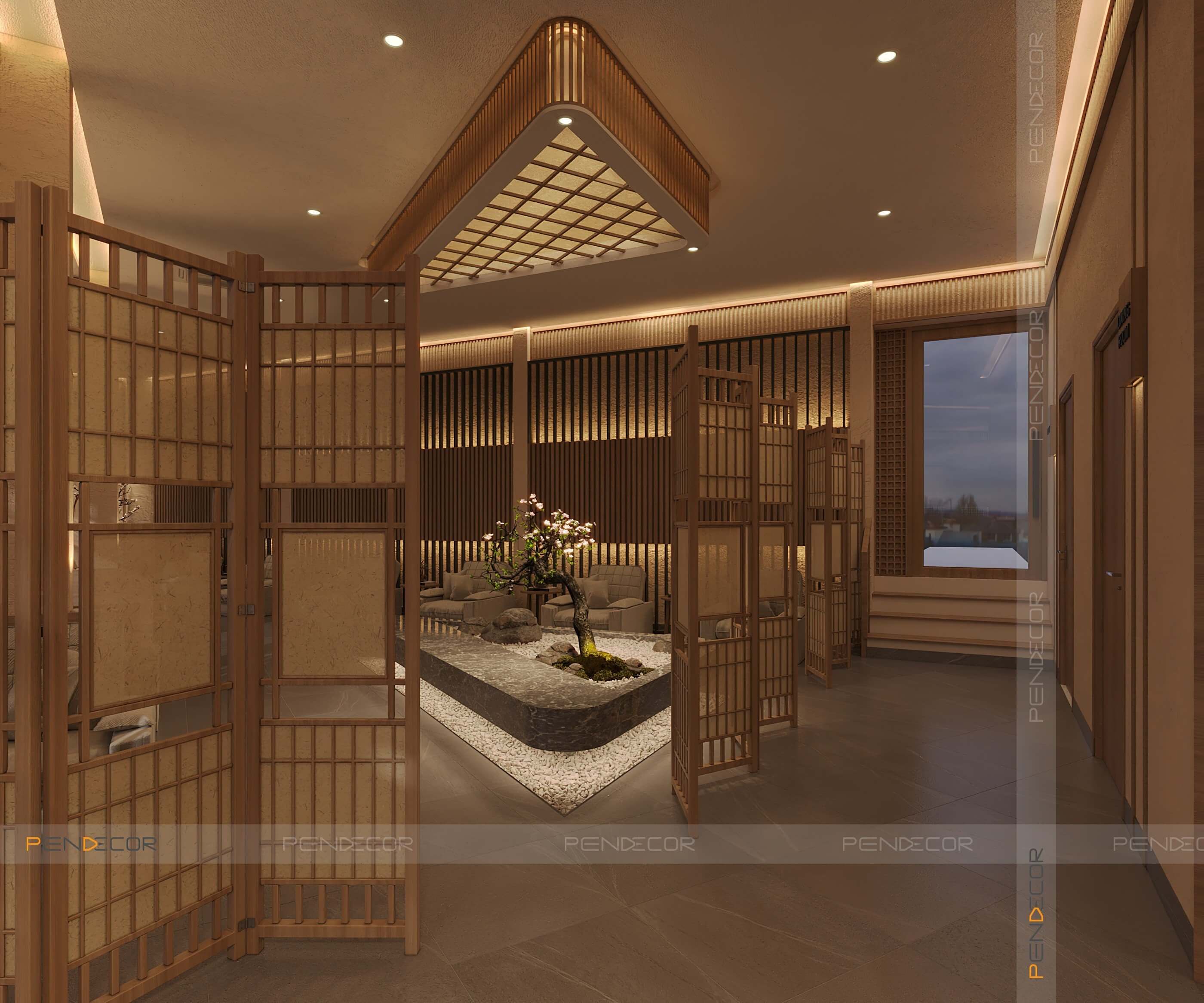 Thiết Kế Spa Hoàng Kim (Sảnh + Khu Phụ)