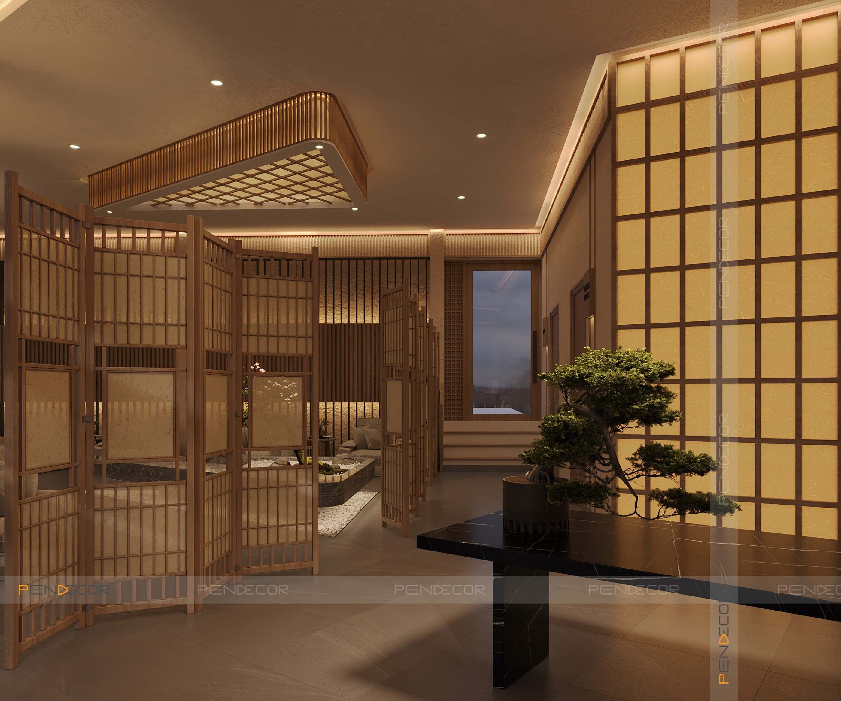 Thiết Kế Spa Hoàng Kim (Sảnh + Khu Phụ)