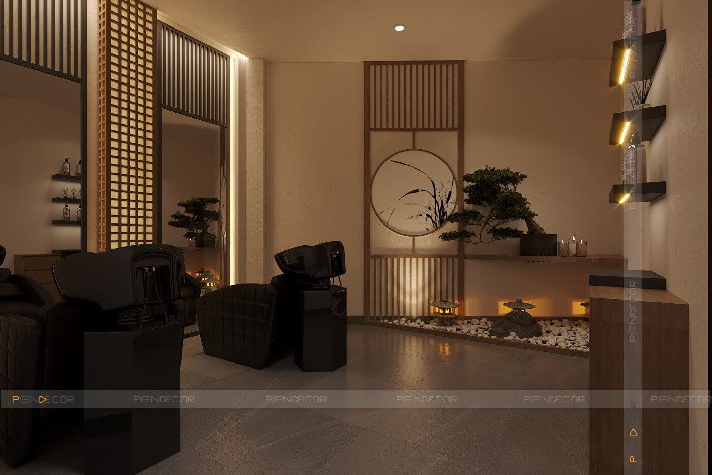 Thiết Kế Spa Hoàng Kim (Sảnh + Khu Phụ)