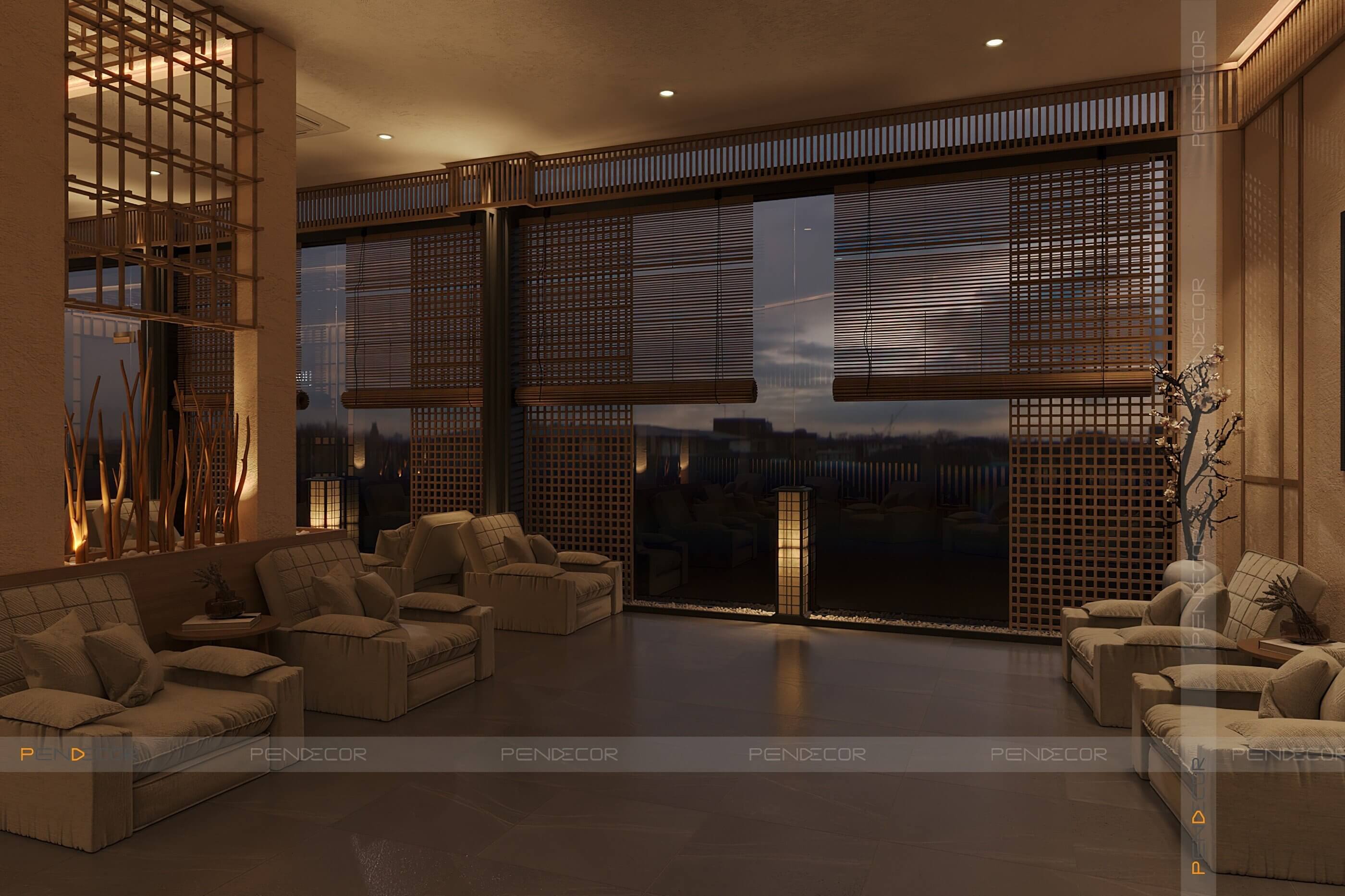 Thiết Kế Spa Hoàng Kim (Sảnh + Khu Phụ)