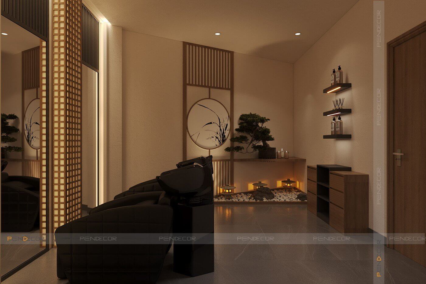 Thiết Kế Spa Hoàng Kim (Sảnh + Khu Phụ)