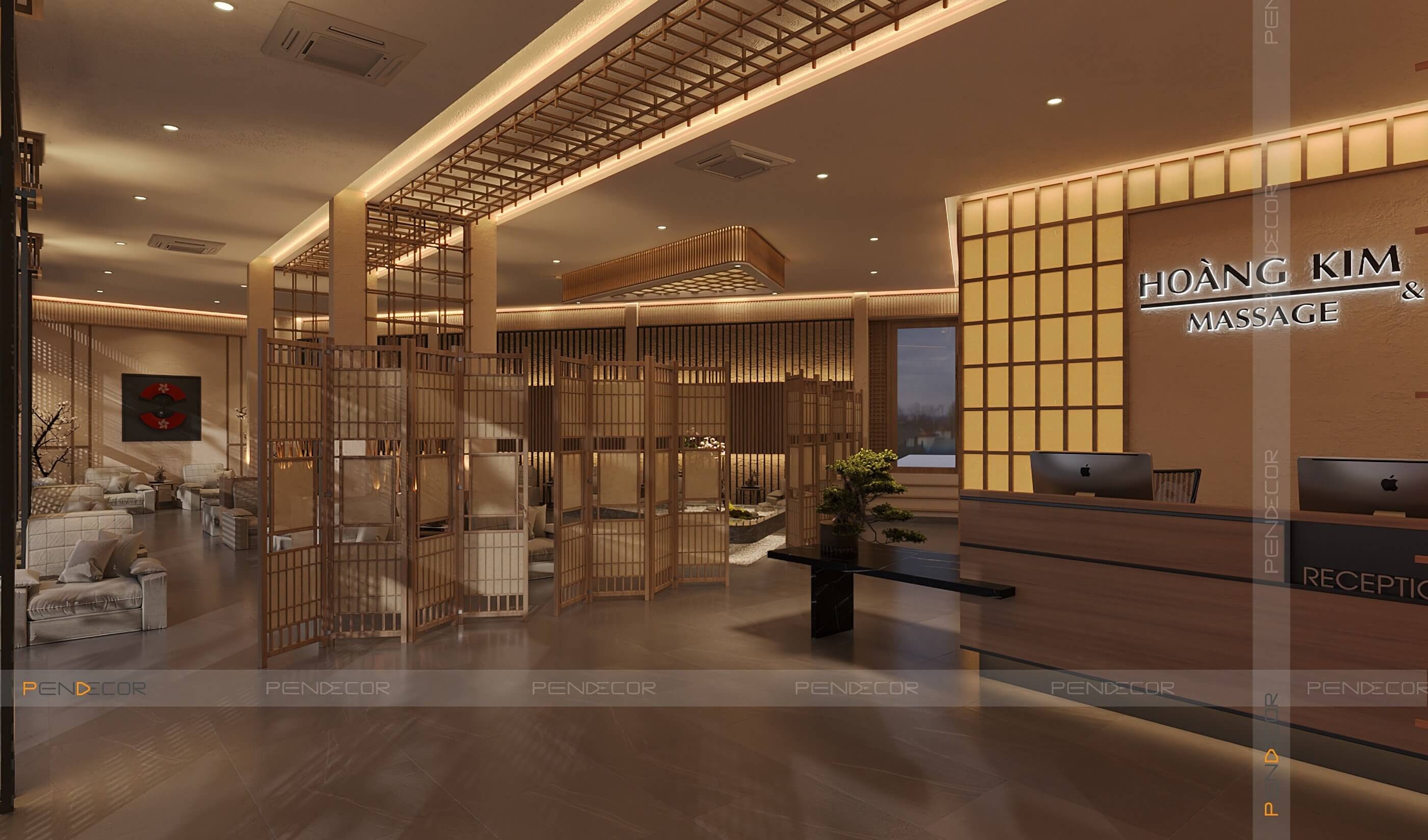 Thiết Kế Spa Hoàng Kim (Sảnh + Khu Phụ)