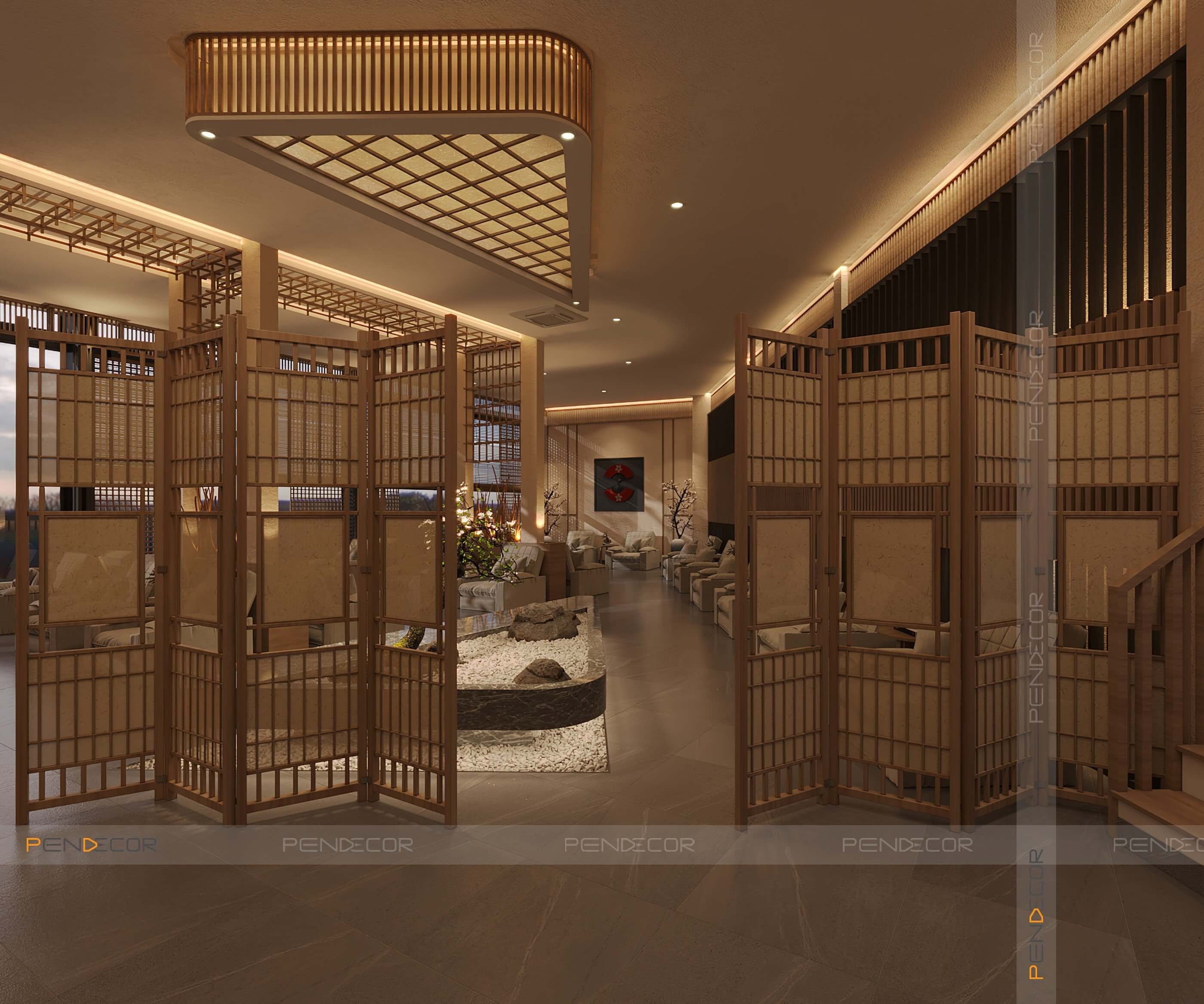 Thiết Kế Spa Hoàng Kim (Sảnh + Khu Phụ)