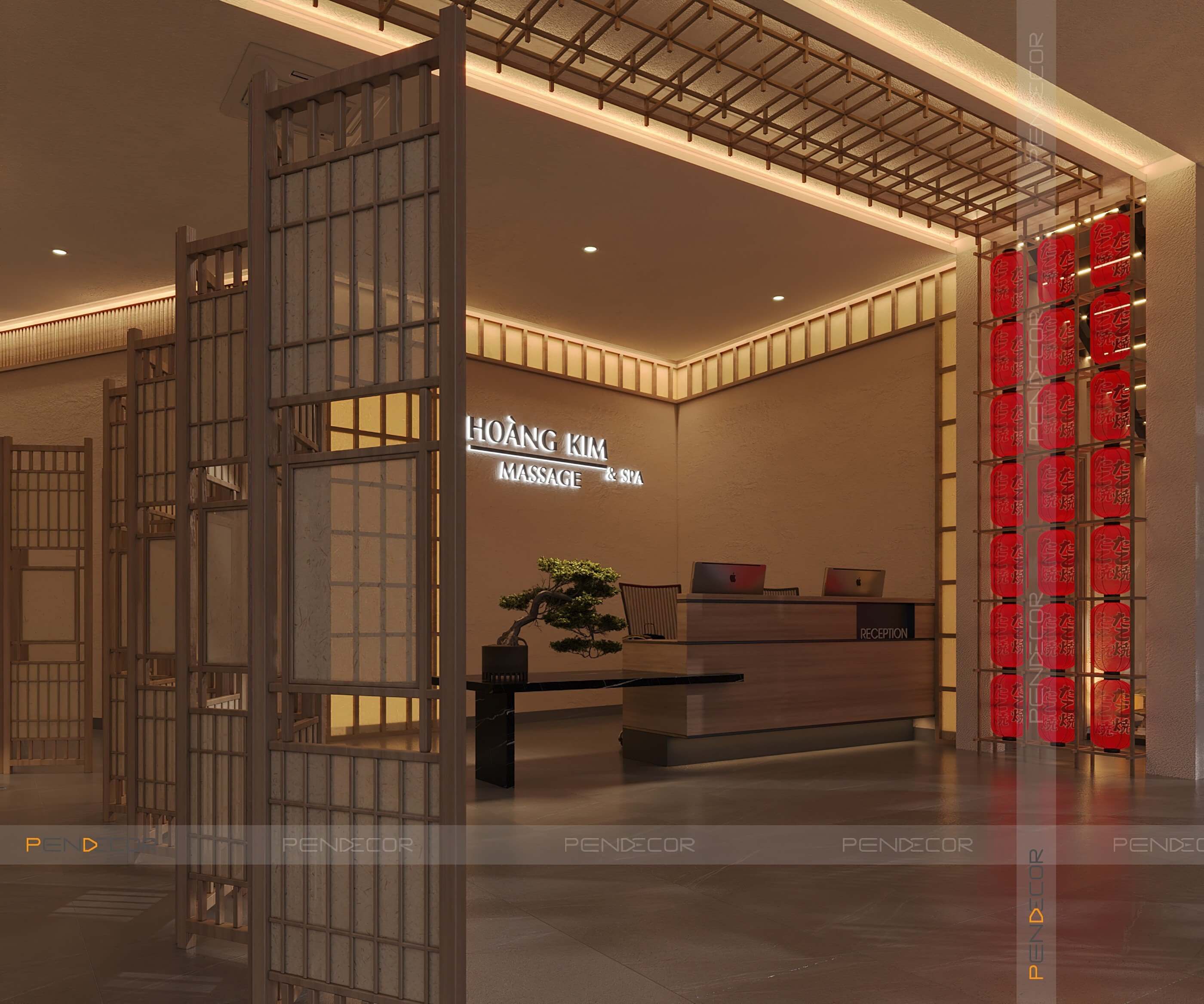 Thiết Kế Spa Hoàng Kim (Sảnh + Khu Phụ)