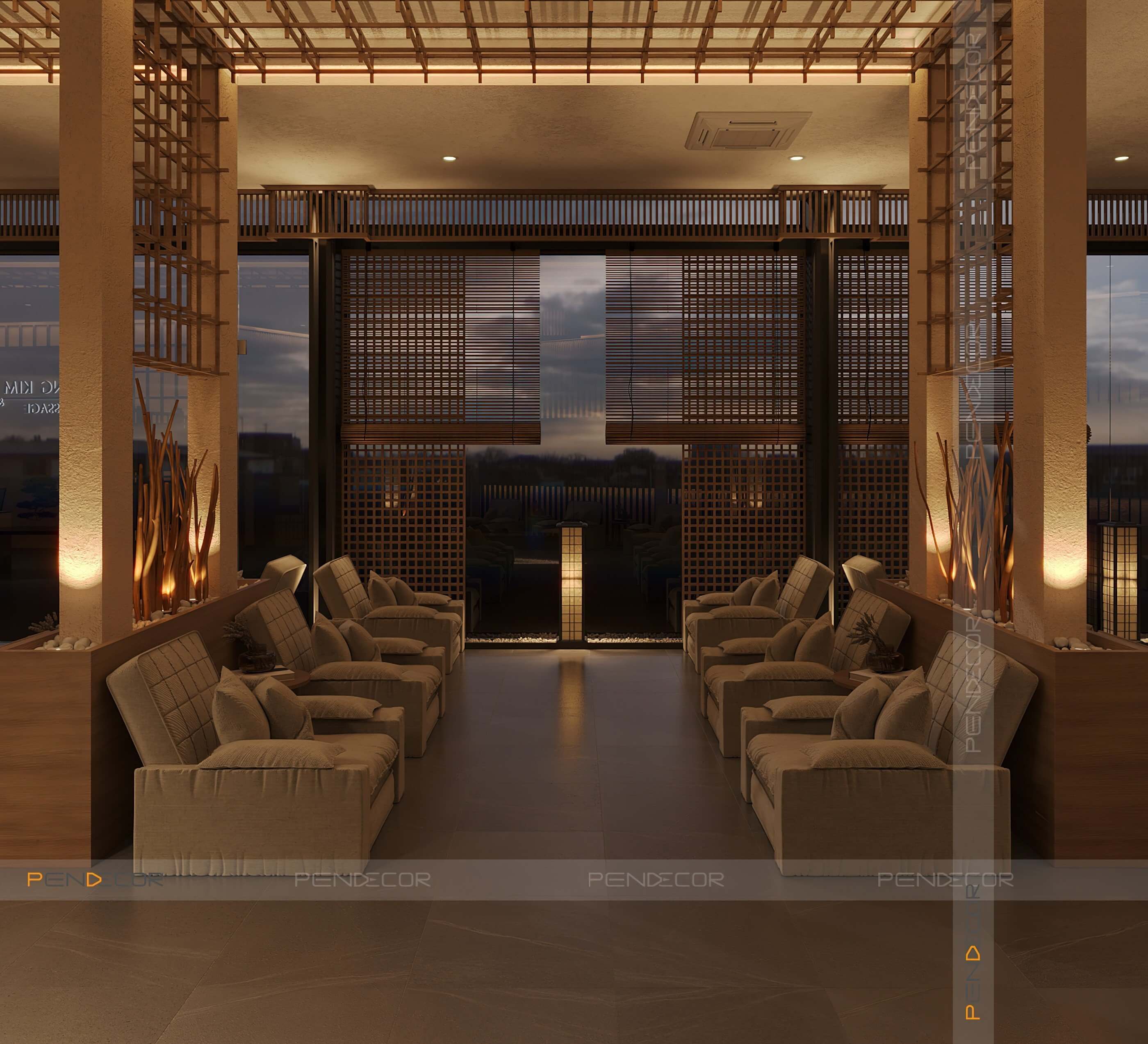 Thiết Kế Spa Hoàng Kim (Sảnh + Khu Phụ)