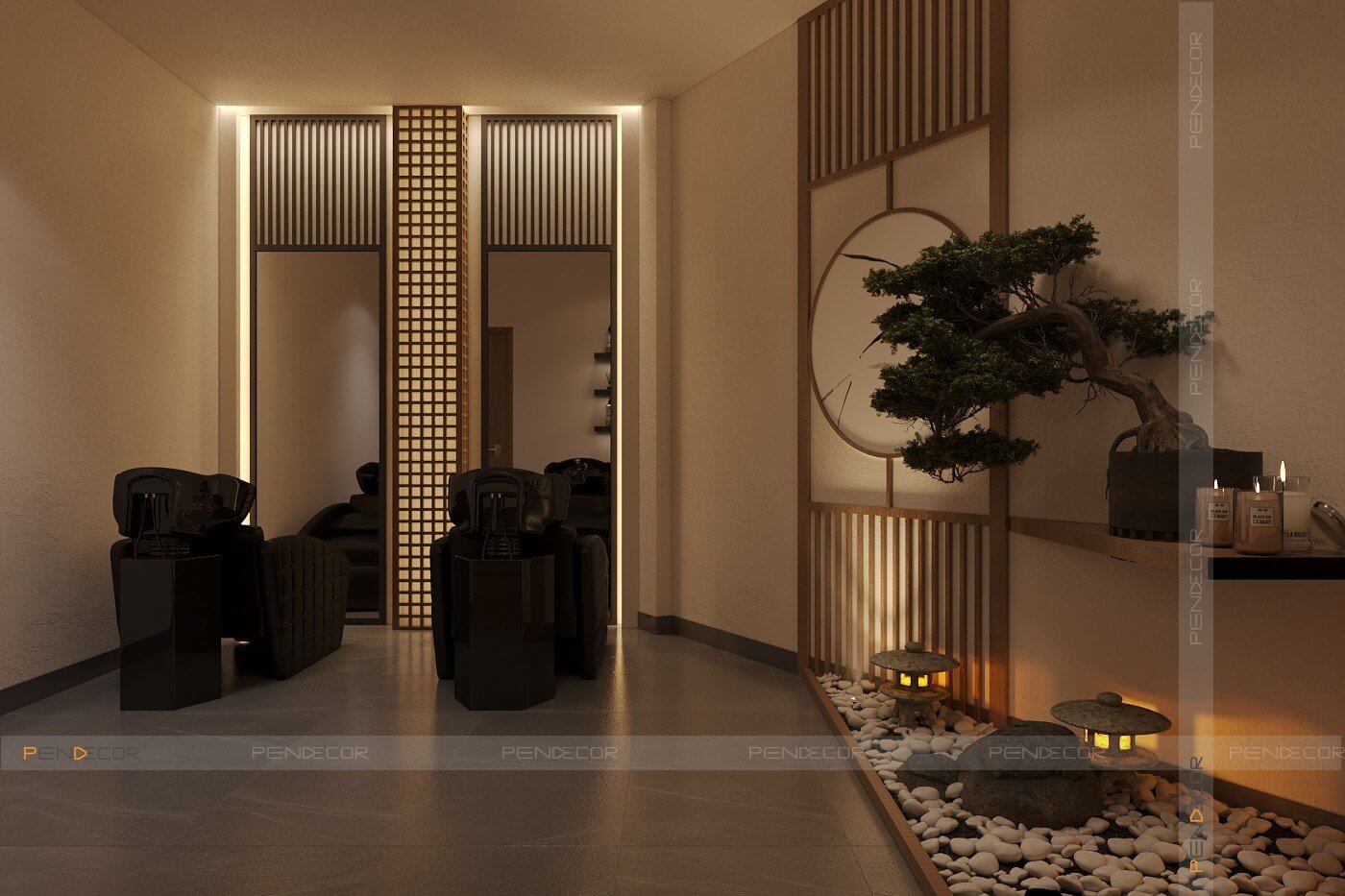 Thiết Kế Spa Hoàng Kim (Sảnh + Khu Phụ)