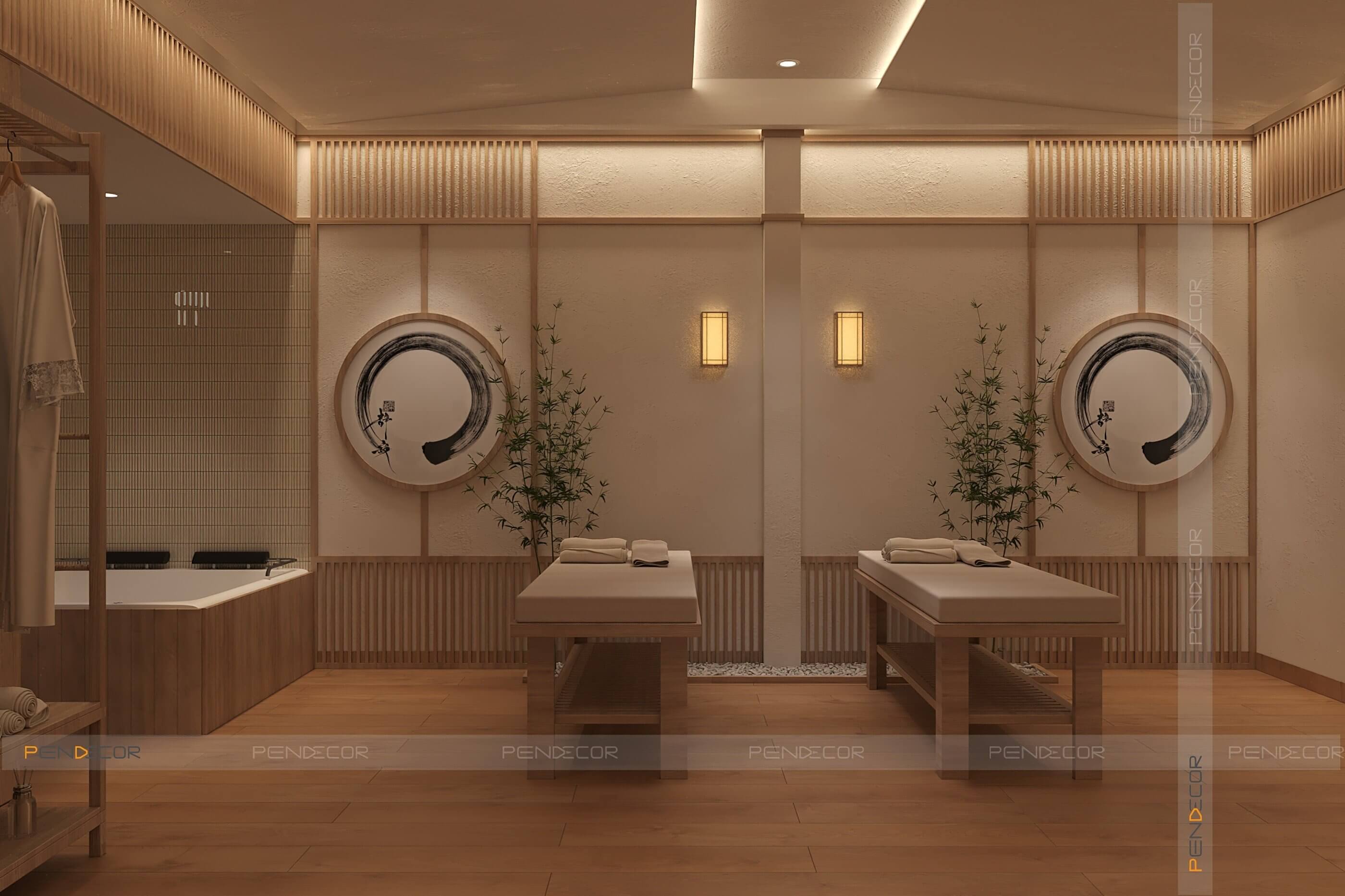 Thiết Kế Spa Hoàng Kim (Sảnh + Khu Phụ)