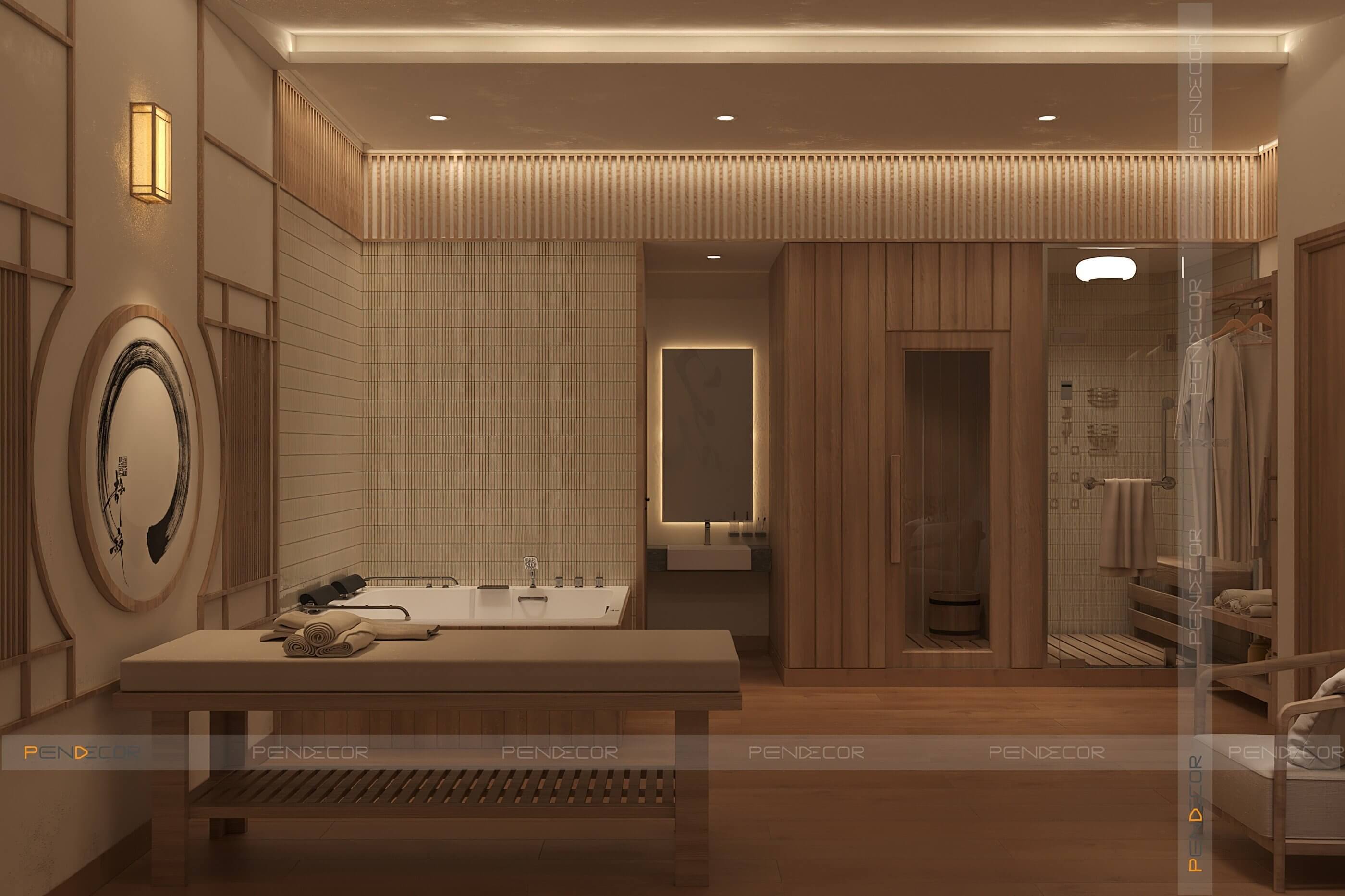 Thiết Kế Spa Hoàng Kim (Sảnh + Khu Phụ)