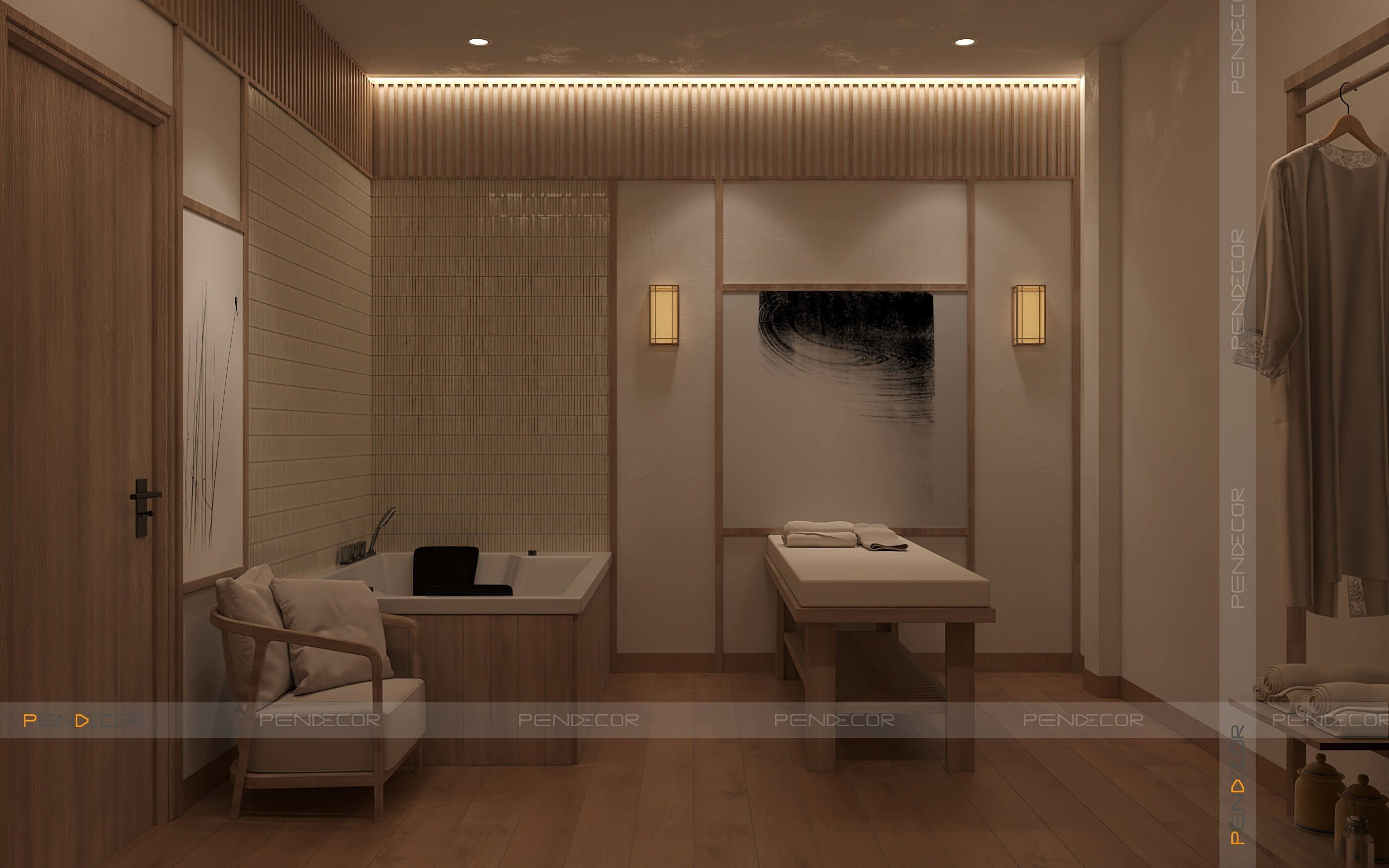 Thiết Kế Spa Hoàng Kim (Sảnh + Khu Phụ)