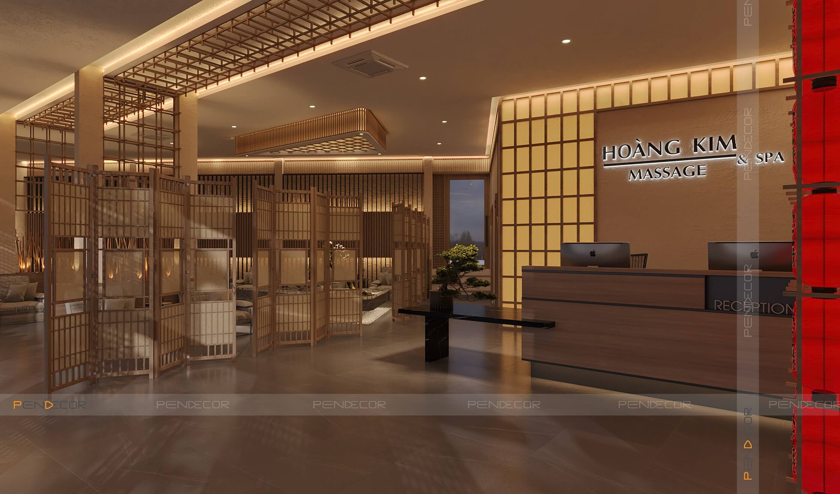 Thiết Kế Spa Hoàng Kim (Sảnh + Khu Phụ)