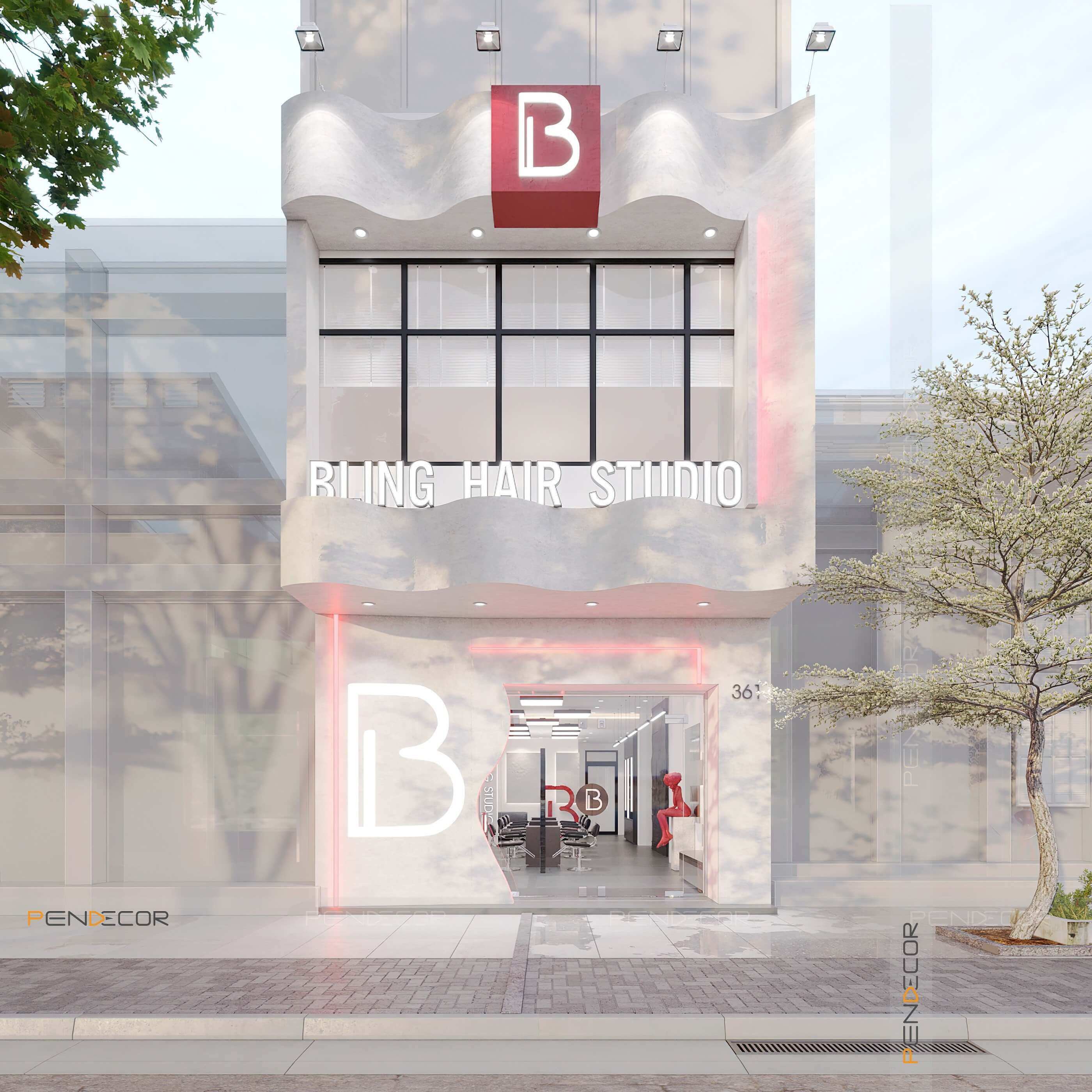 Thiết Kế Tiệm Cắt Tóc Bling Hair Studio