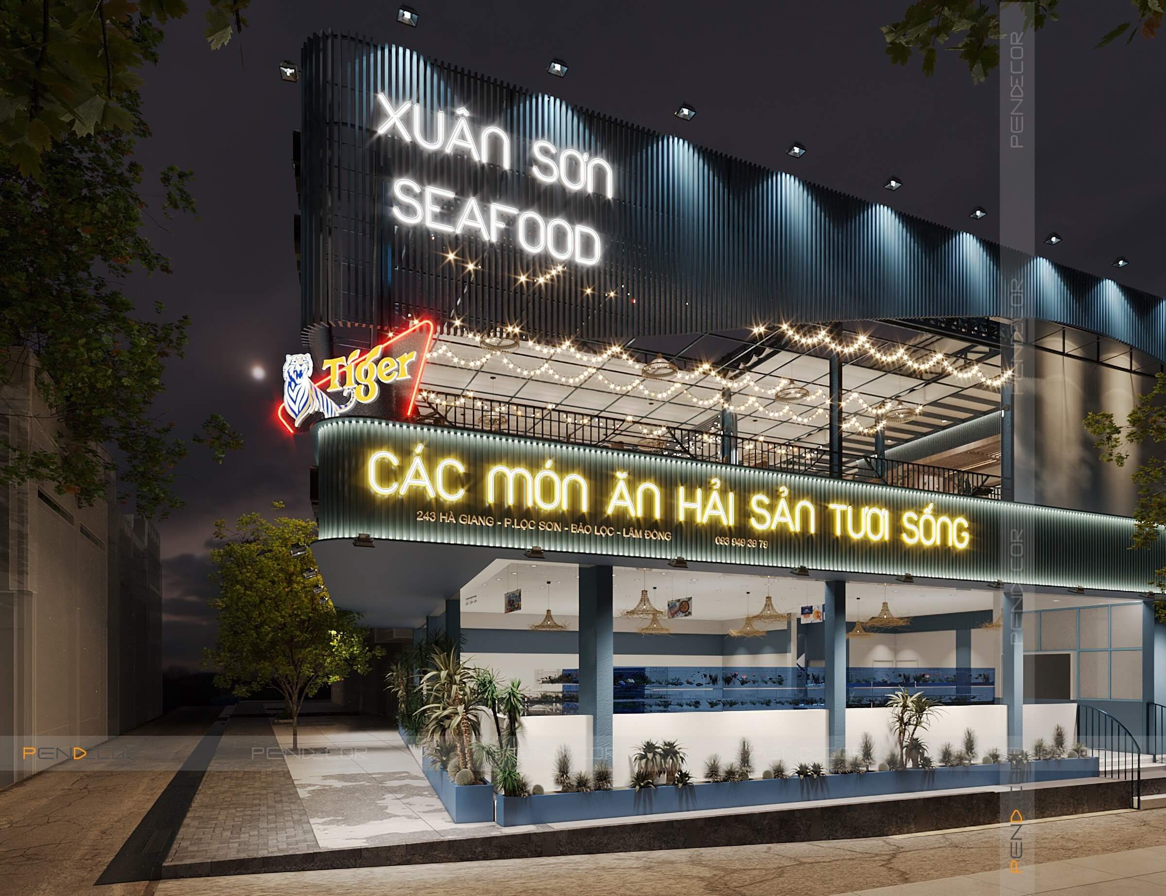 Thiết Kế Nhà Hàng Hải Sản Xuân Sơn (Mặt Tiền)