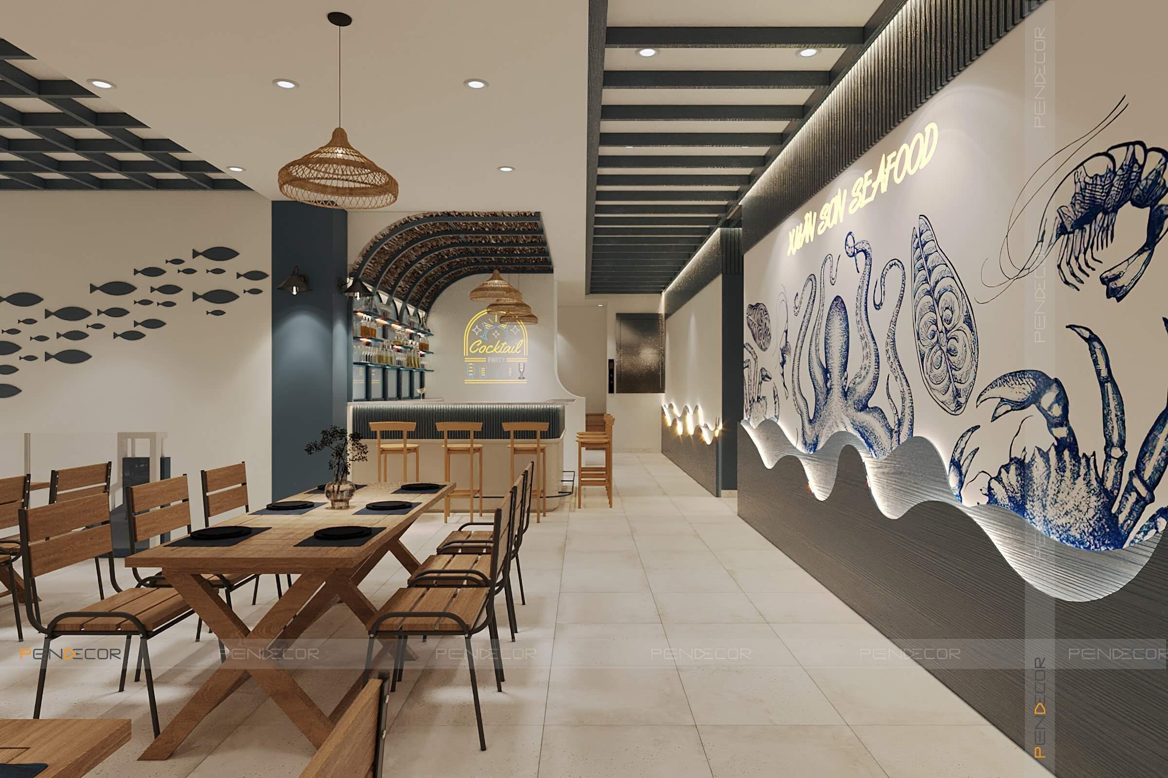 Thiết Kế Nhà Hàng Hải Sản Xuân Sơn (Mặt Tiền)