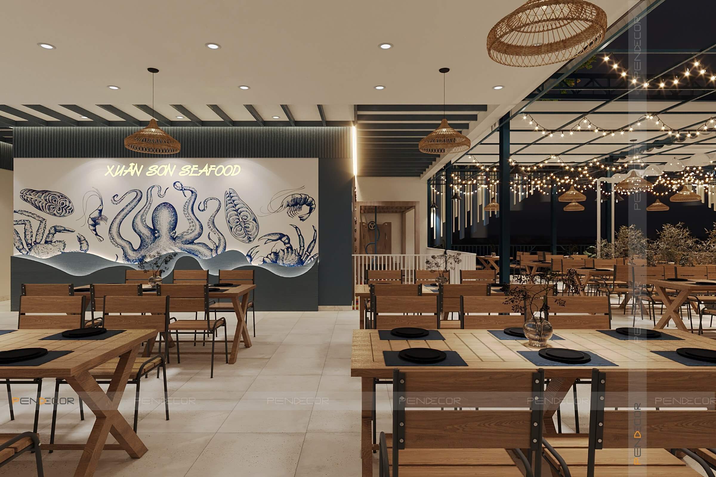 Thiết Kế Nhà Hàng Hải Sản Xuân Sơn (Mặt Tiền)