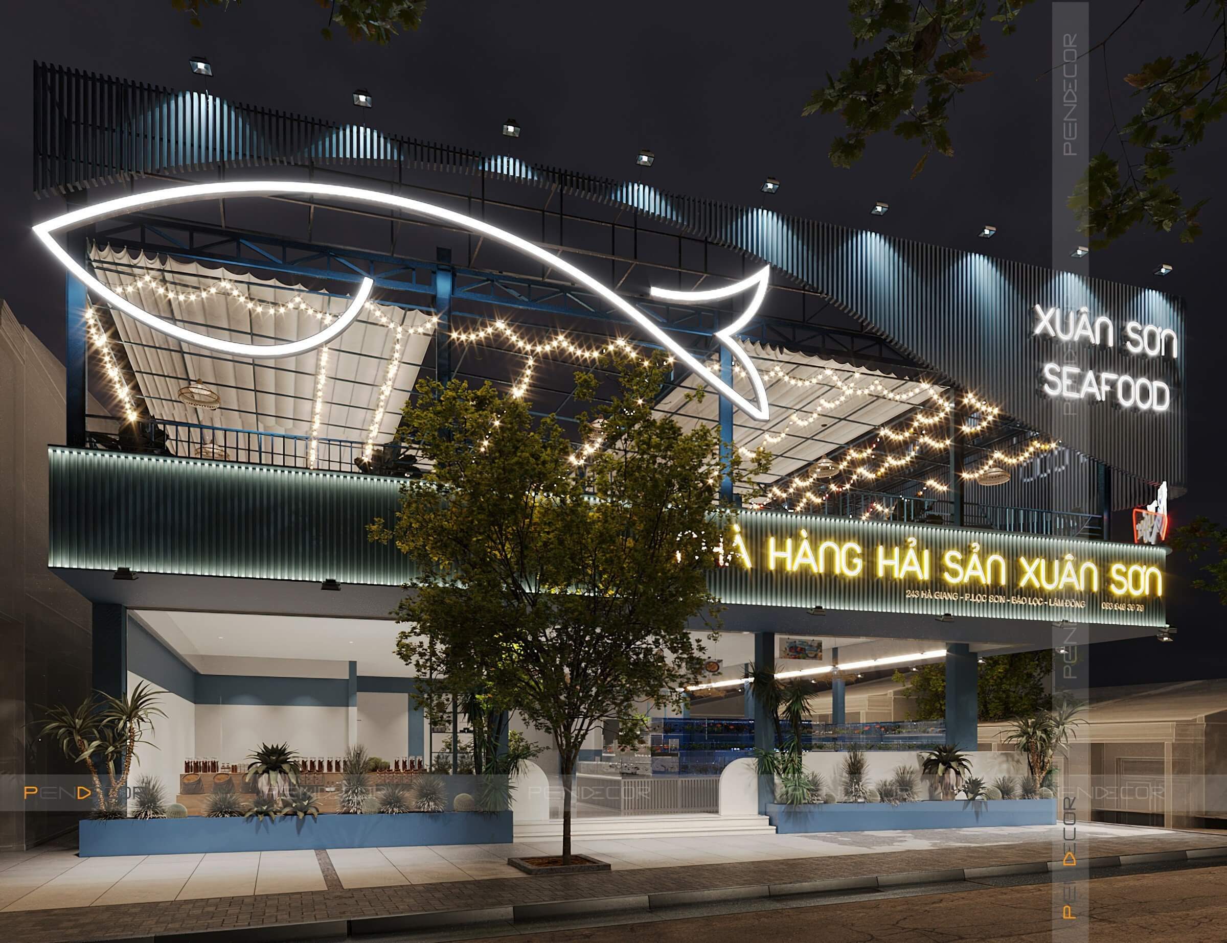 Thiết Kế Nhà Hàng Hải Sản Xuân Sơn (Mặt Tiền)
