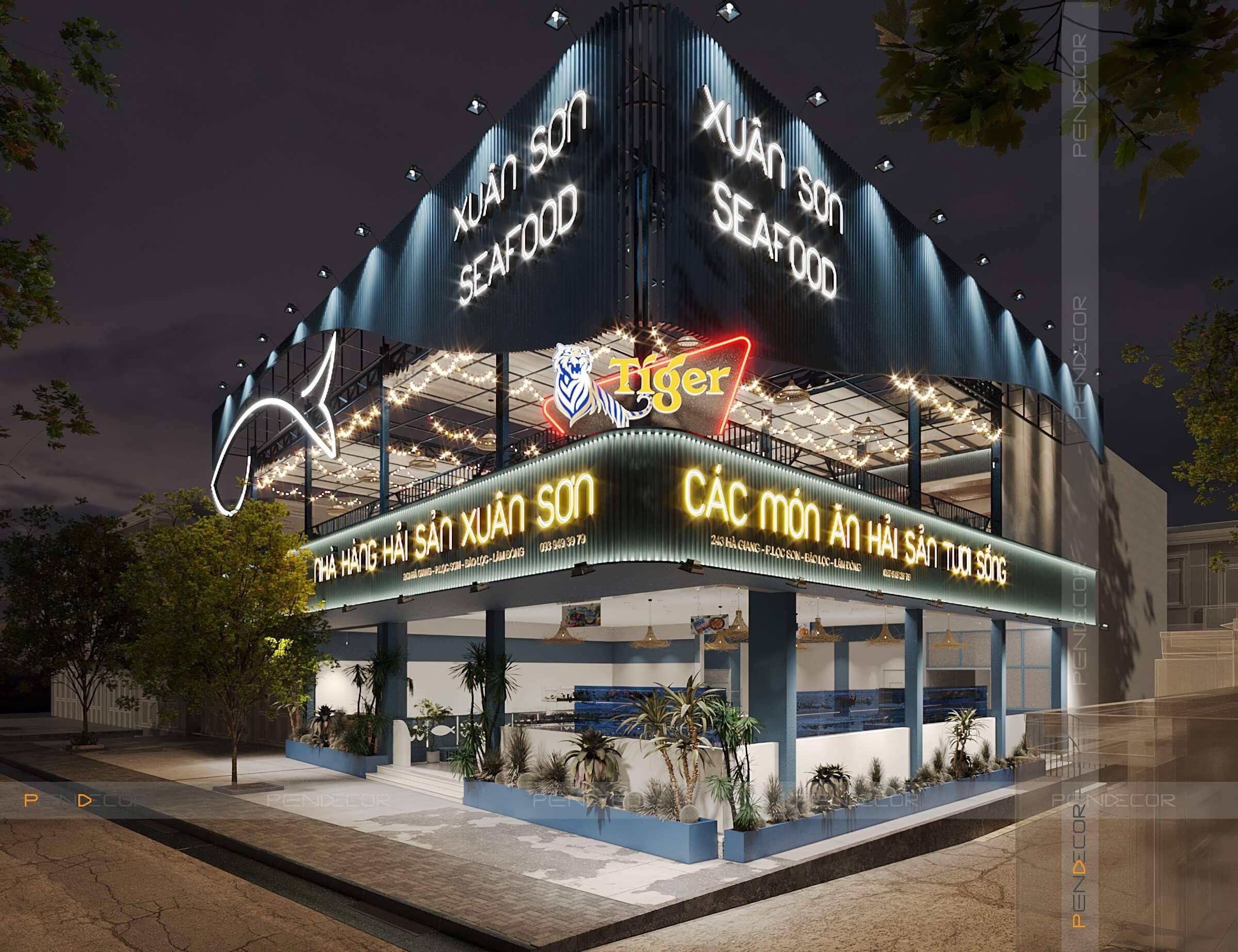 Thiết Kế Nhà Hàng Hải Sản Xuân Sơn (Mặt Tiền)