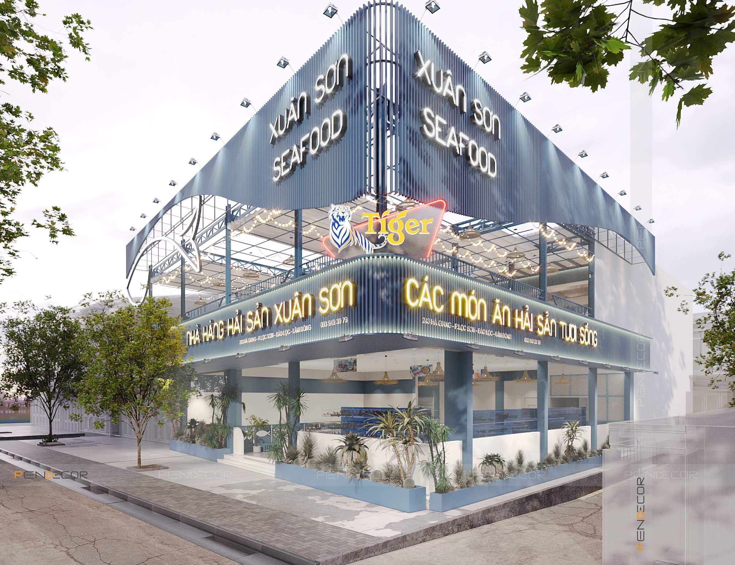 Thiết Kế Nhà Hàng Hải Sản Xuân Sơn (Mặt Tiền)