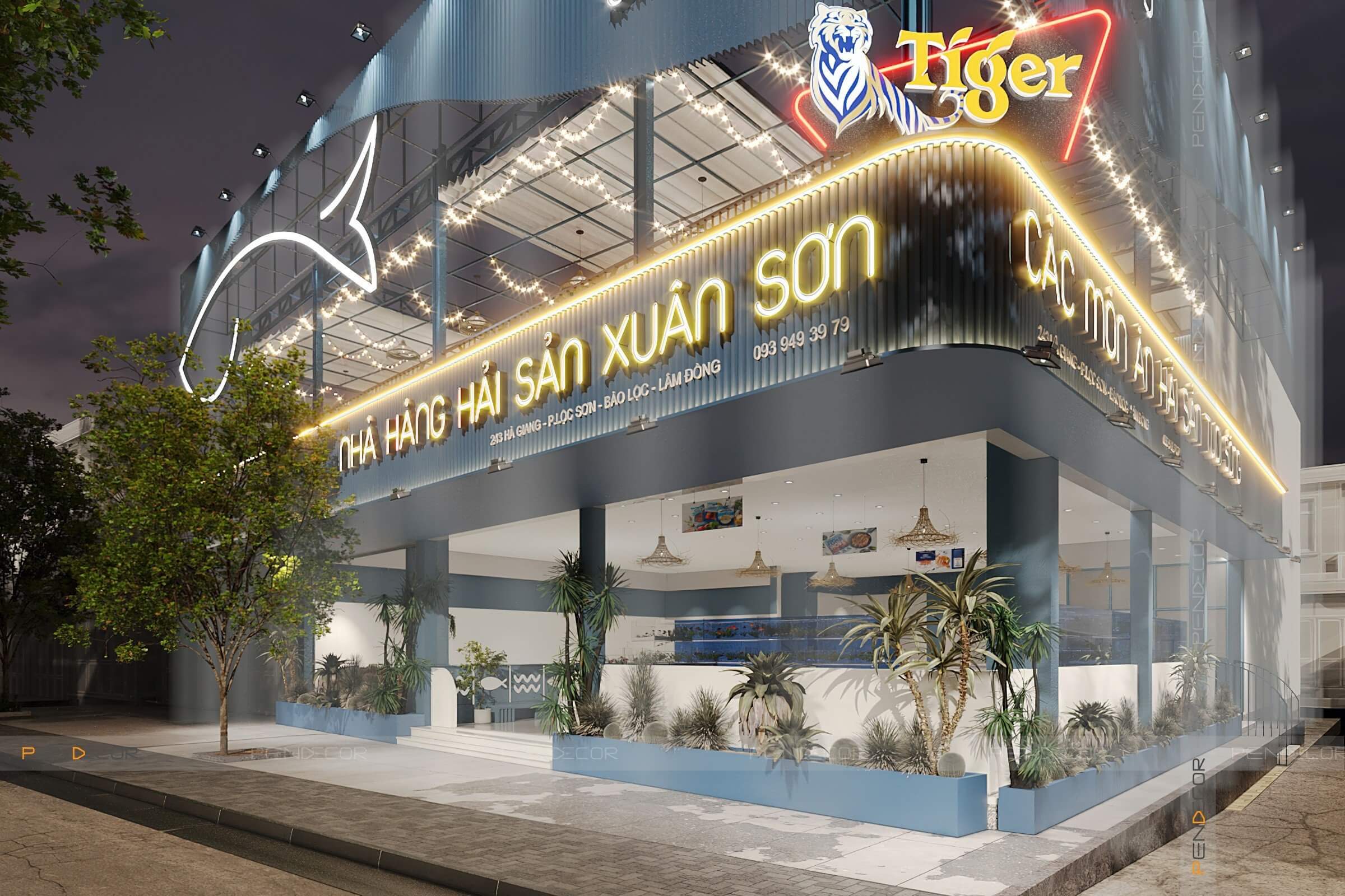 Thiết Kế Nhà Hàng Hải Sản Xuân Sơn (Mặt Tiền)