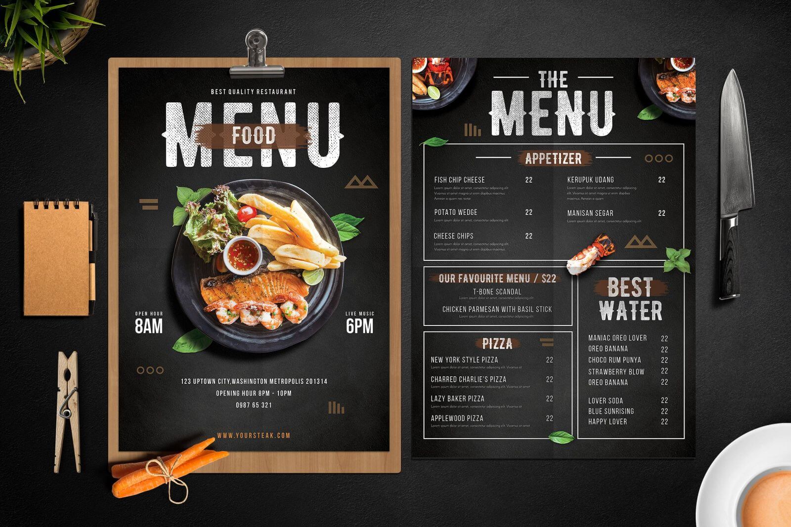 thiết kế menu cho nhà hàng Pendecor