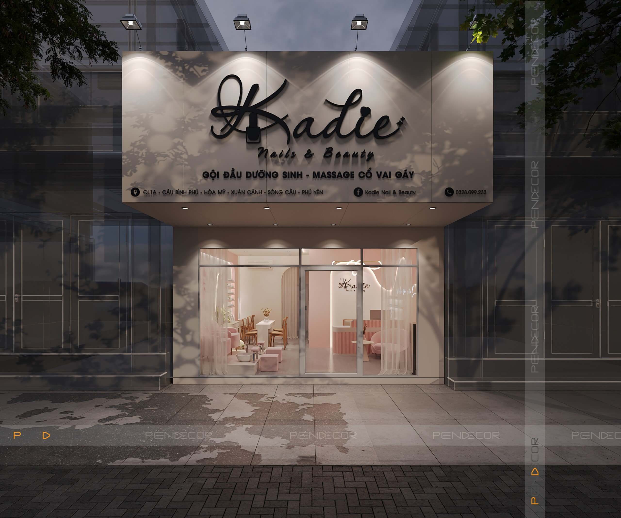 Thiết Kế Tiệm Nail Gội Đầu Dưỡng Sinh Kadie