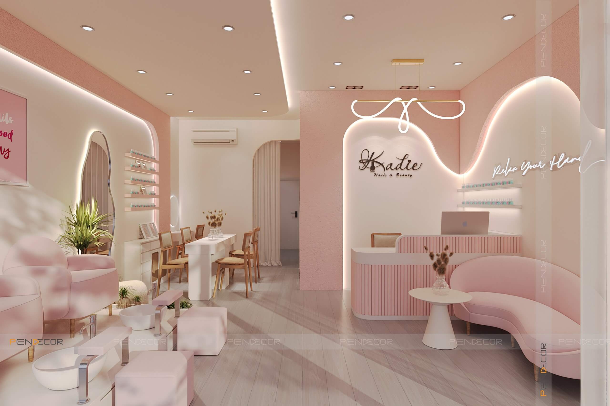 Thiết Kế Tiệm Nail Gội Đầu Dưỡng Sinh Kadie