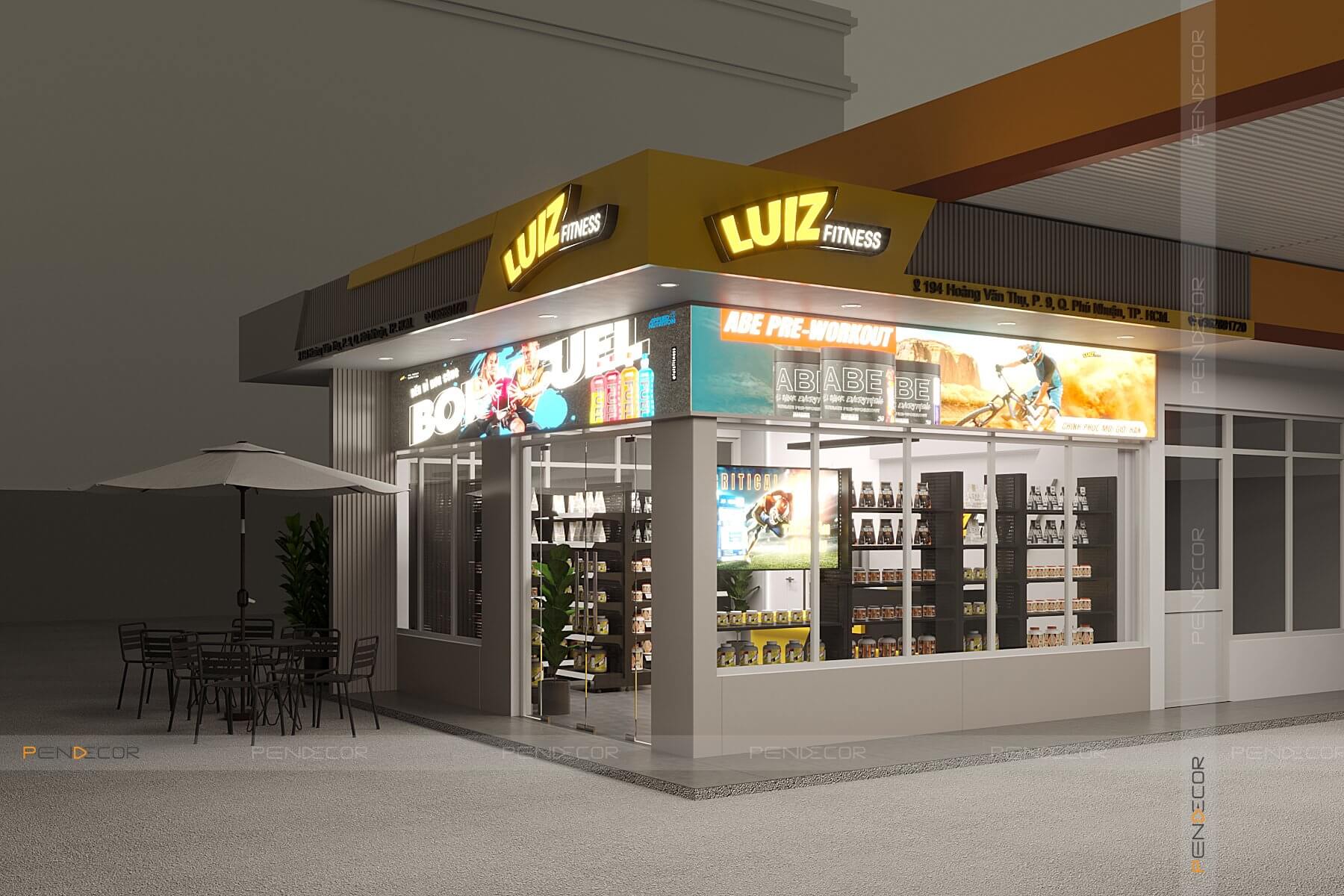 Thiết Kế Cửa Hàng Thực Phẩm Chức Năng Luiz Fitness