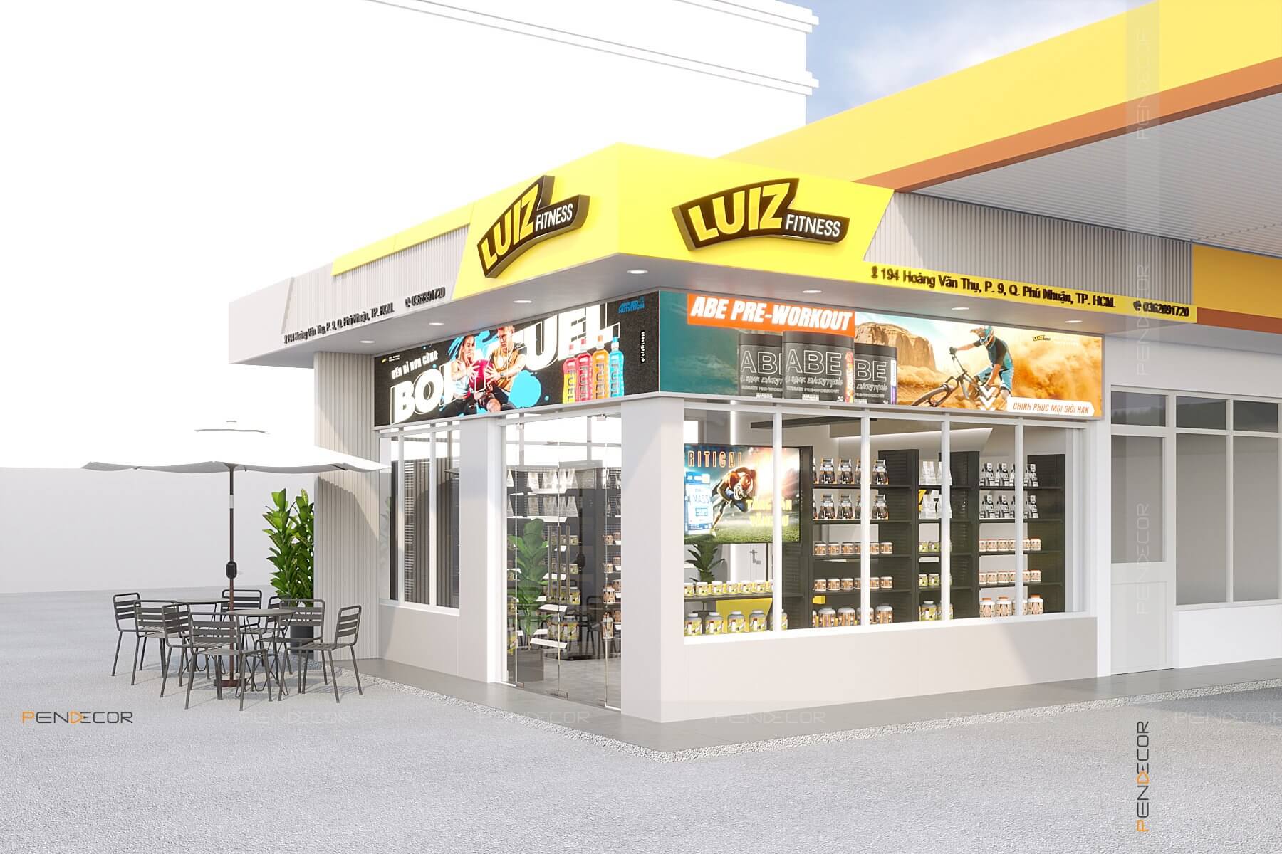 Thiết Kế Cửa Hàng Thực Phẩm Chức Năng Luiz Fitness