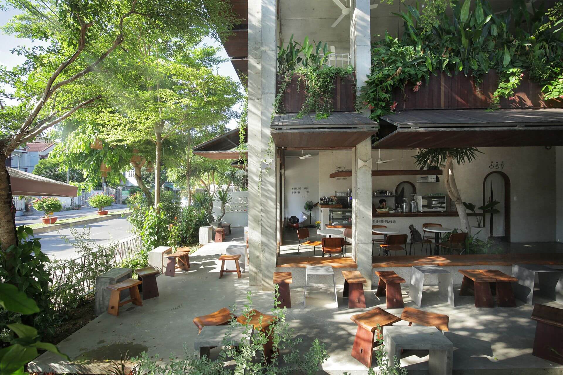 thiết kế quán cà phê sân vườn đẹp Pendecor