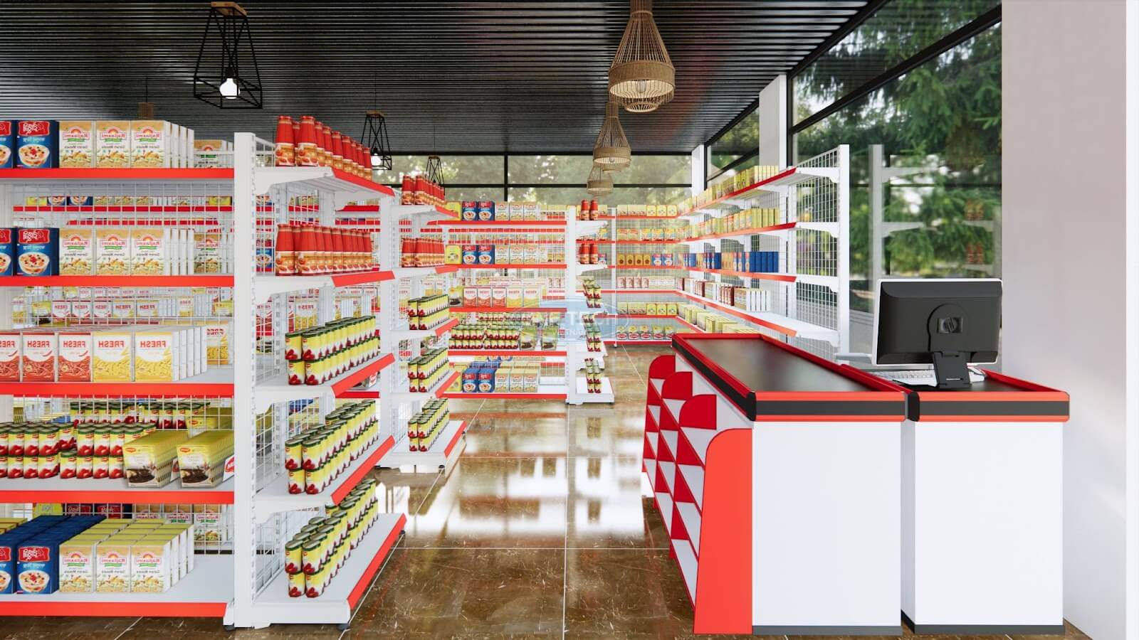 thiết kế siêu thị mini Pendecor