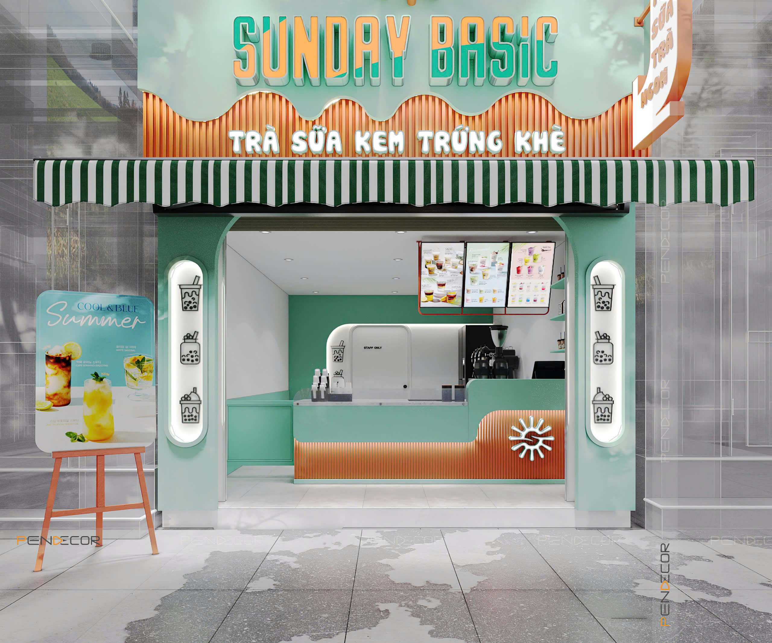 Thiết Kế Quán Trà Sữa Sunday Basic