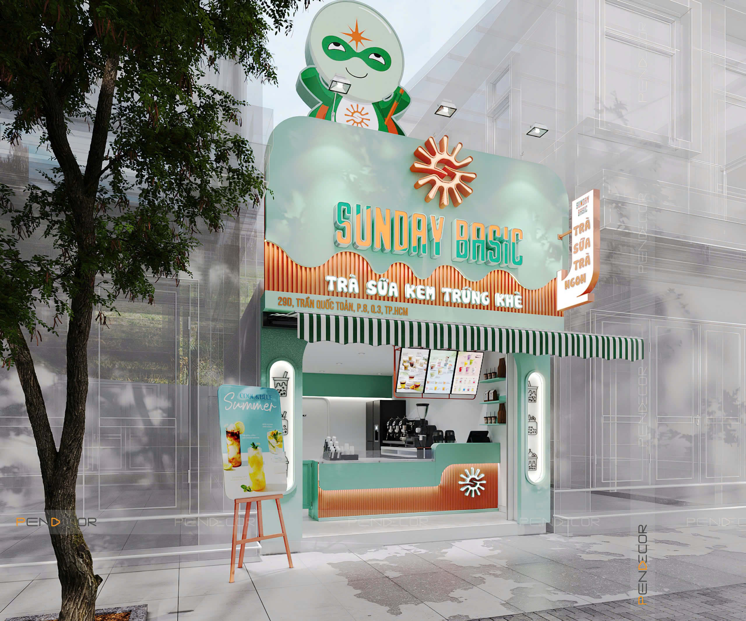Thiết Kế Quán Trà Sữa Sunday Basic