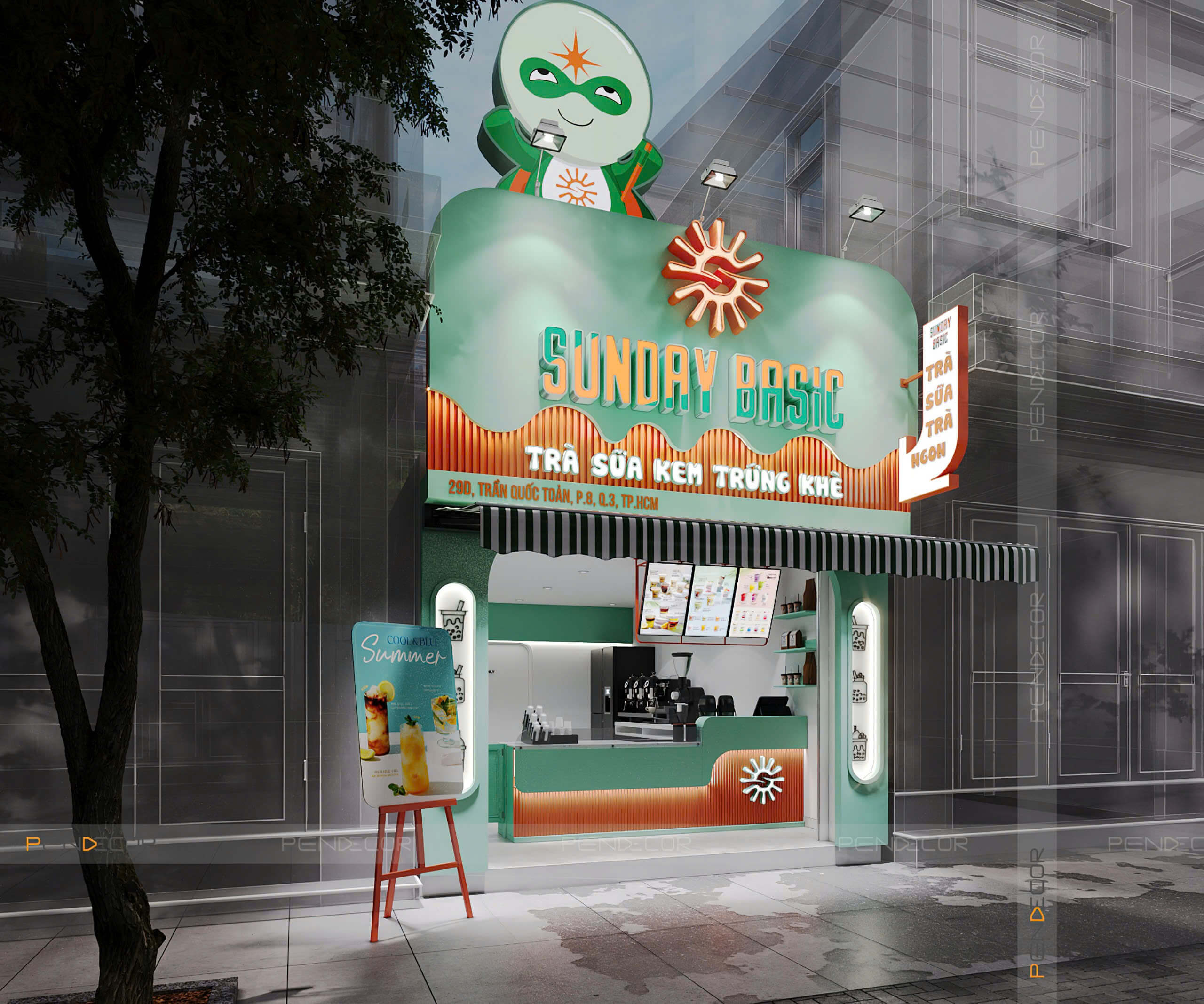 Thiết Kế Quán Trà Sữa Sunday Basic